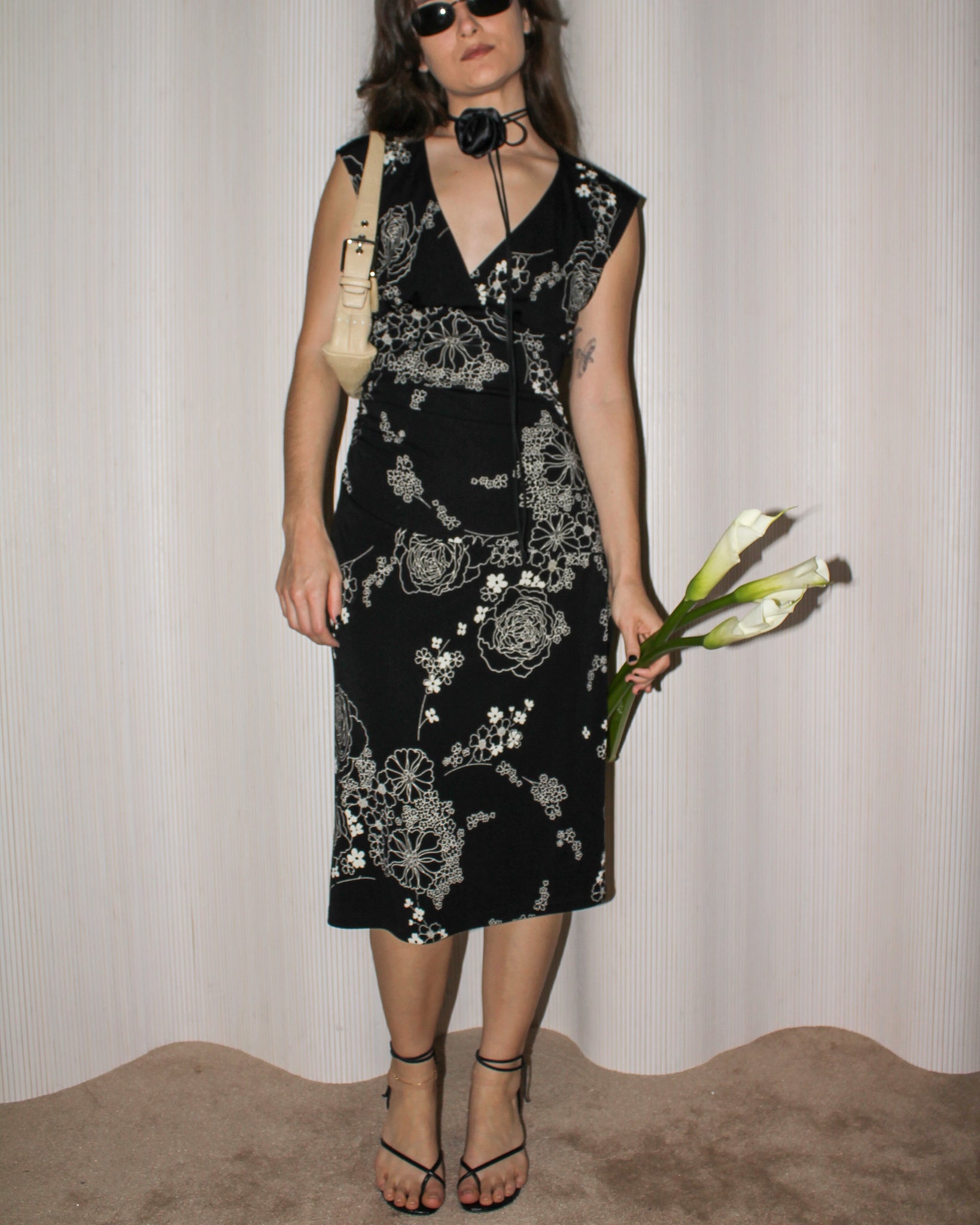 Y2k Black Floral Dress (Fits S/M)