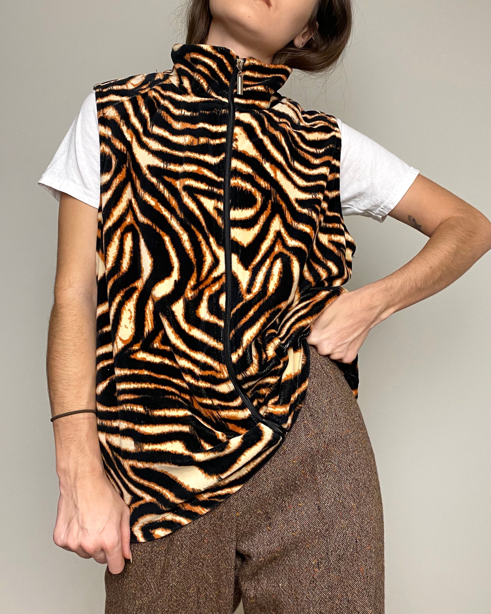 2000s Zebra Fleece Vest (size XL)