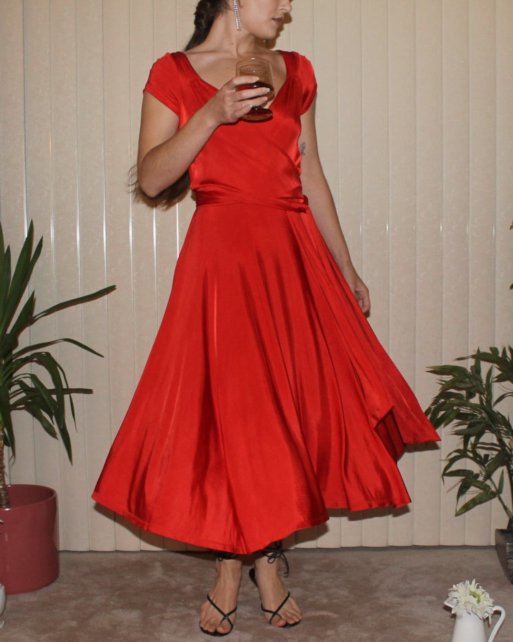 Diane Von Furstenberg Bright Red Midi Dress (size 6)