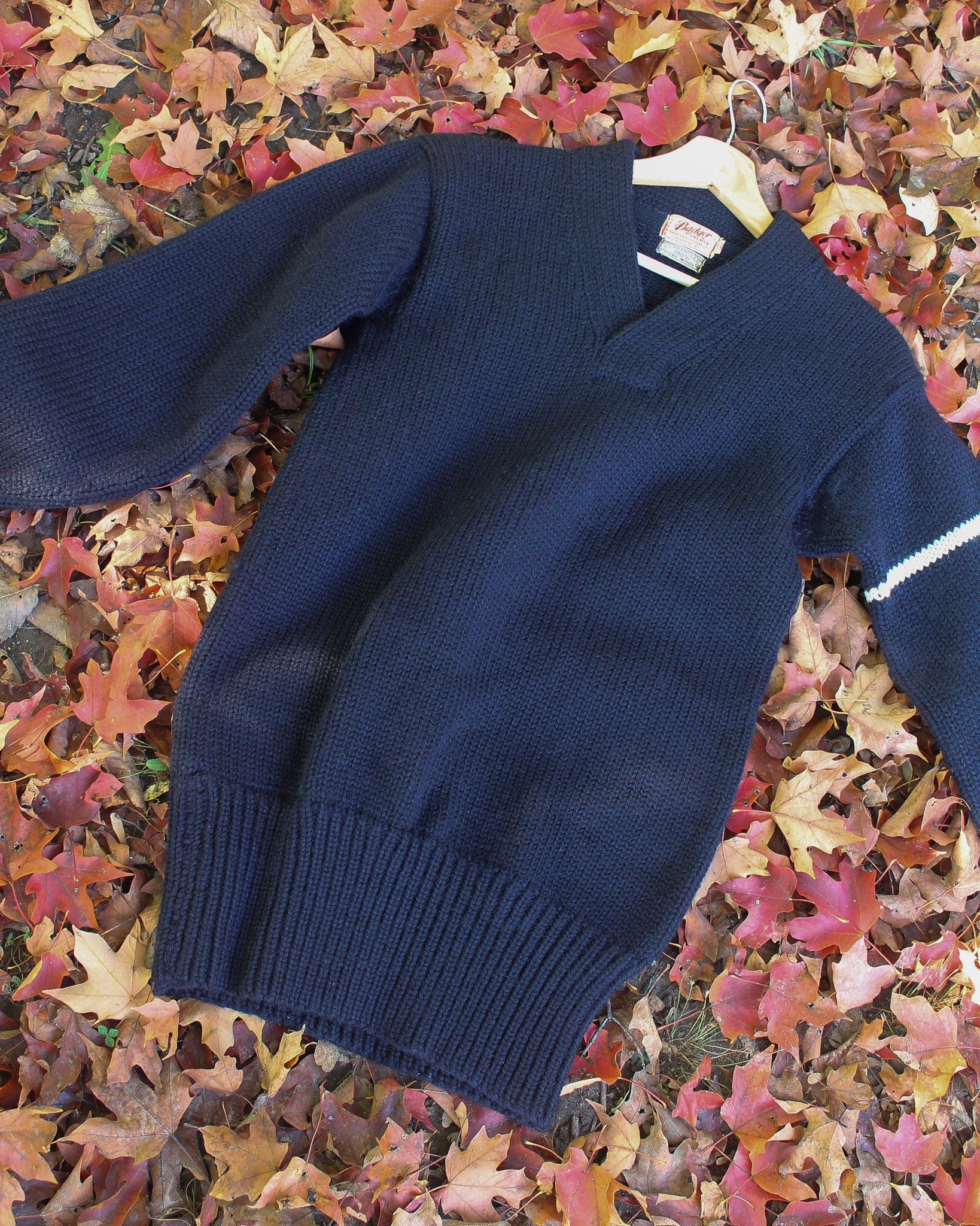 50s Hand Knit Wool Letterman Sweater (Mens M)