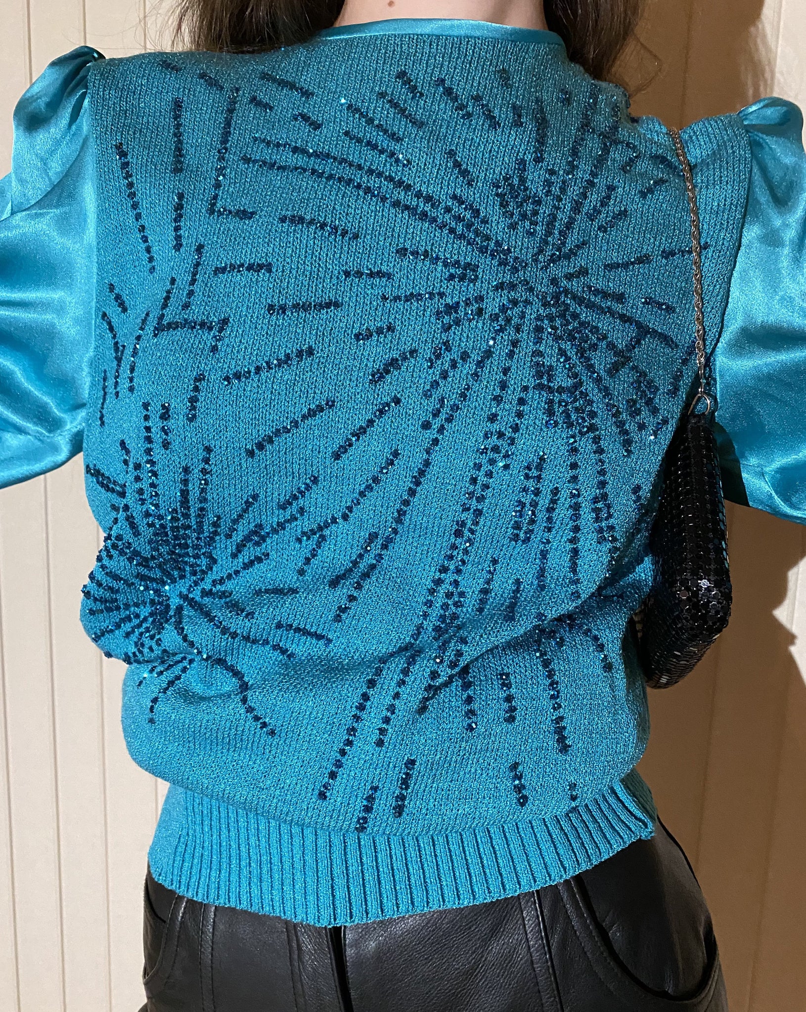 80s Embellished Sweater Blouse (fits S/M)