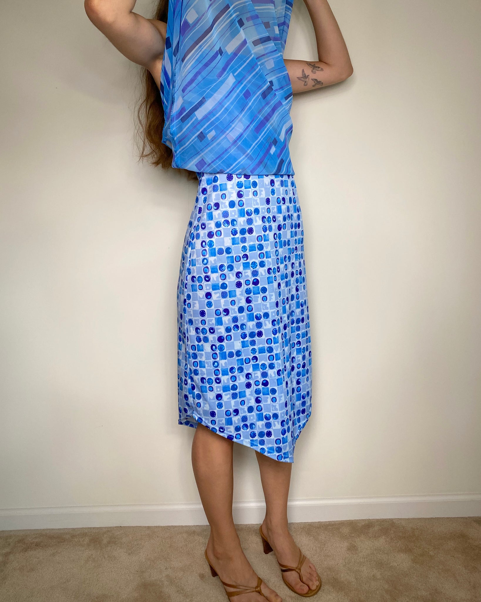 Y2k Geometric Blue Midi Dress (Fits 4/6)