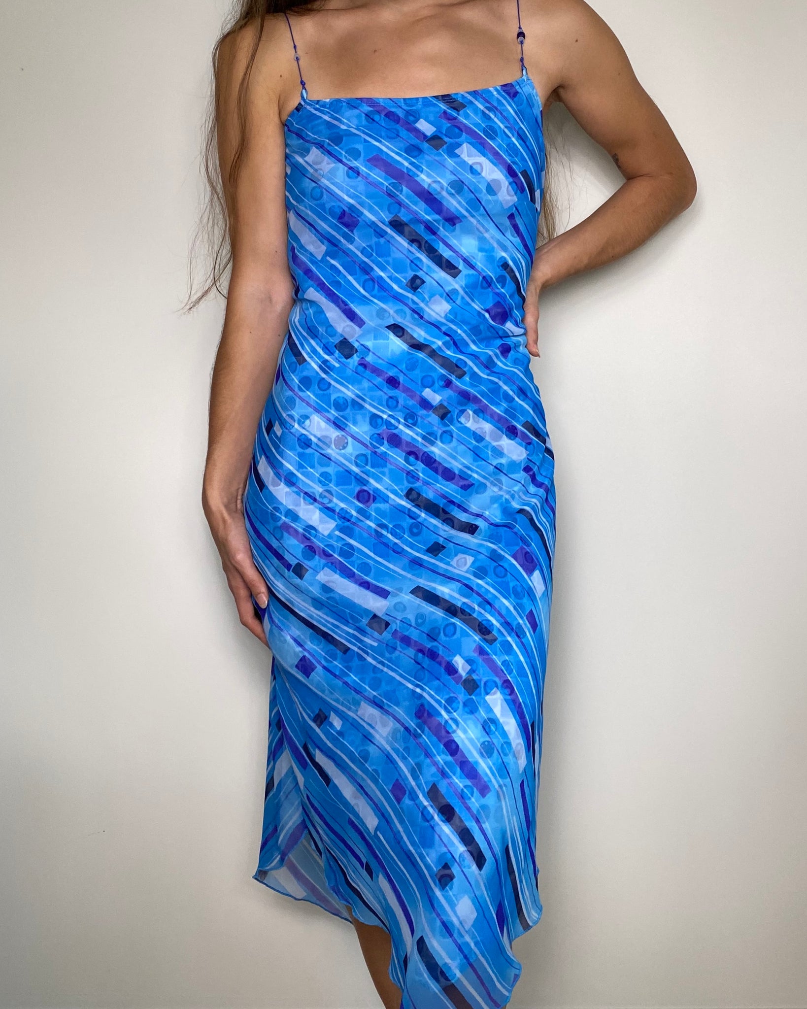Y2k Geometric Blue Midi Dress (Fits 4/6)