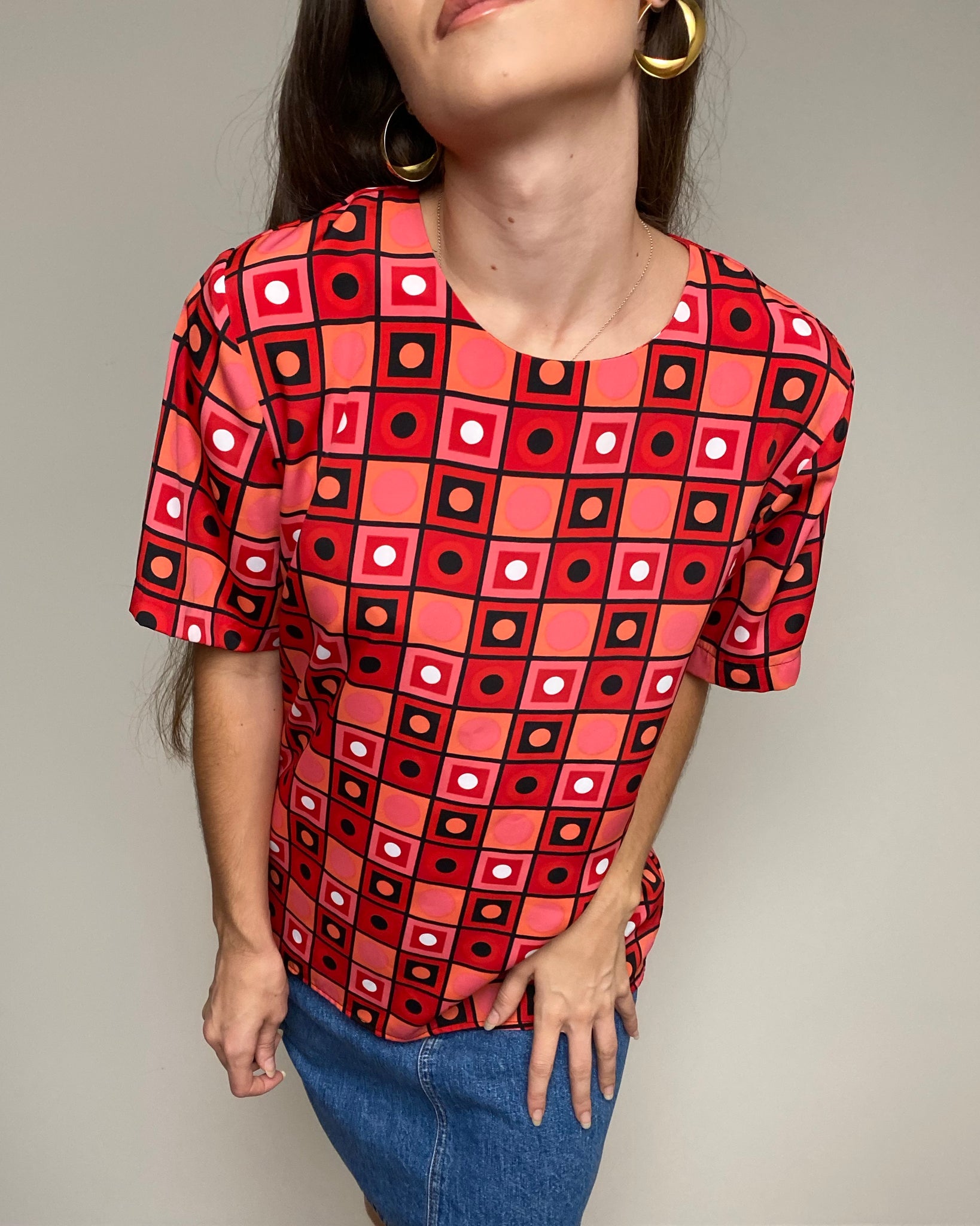 90s Square Blouse (fits S/M)