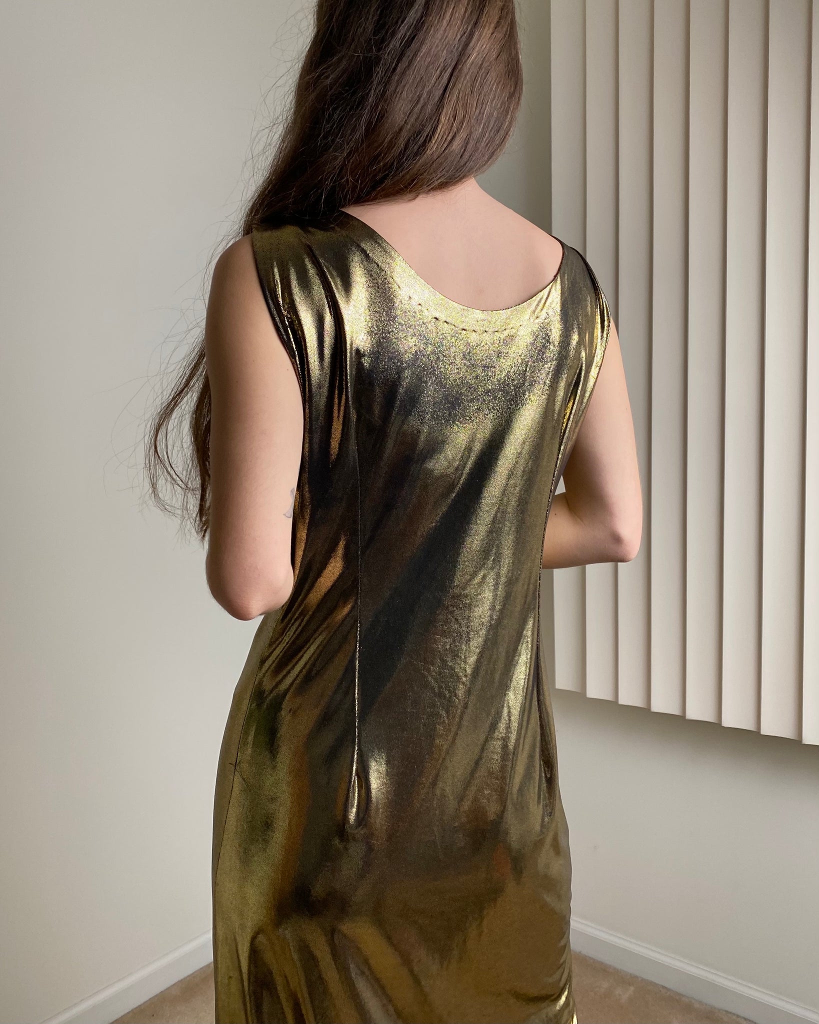 Metallic Gold Maxi Dress (fits M/L)
