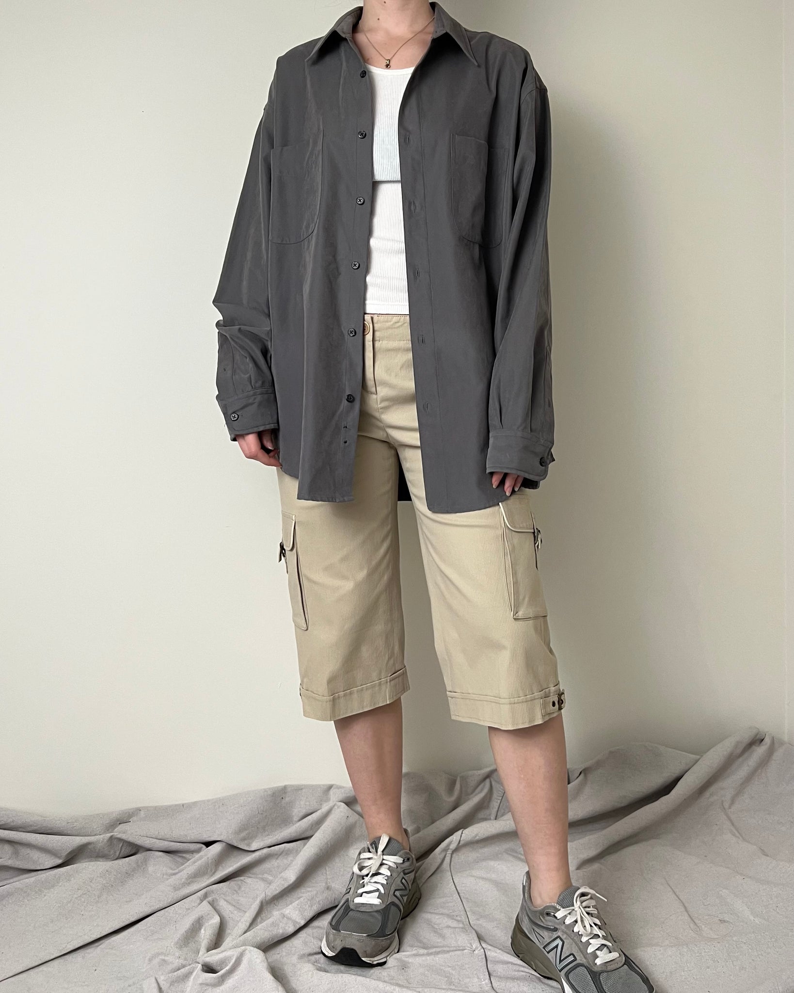 90s John Henry Minimal Grey Shirt (Mens L)