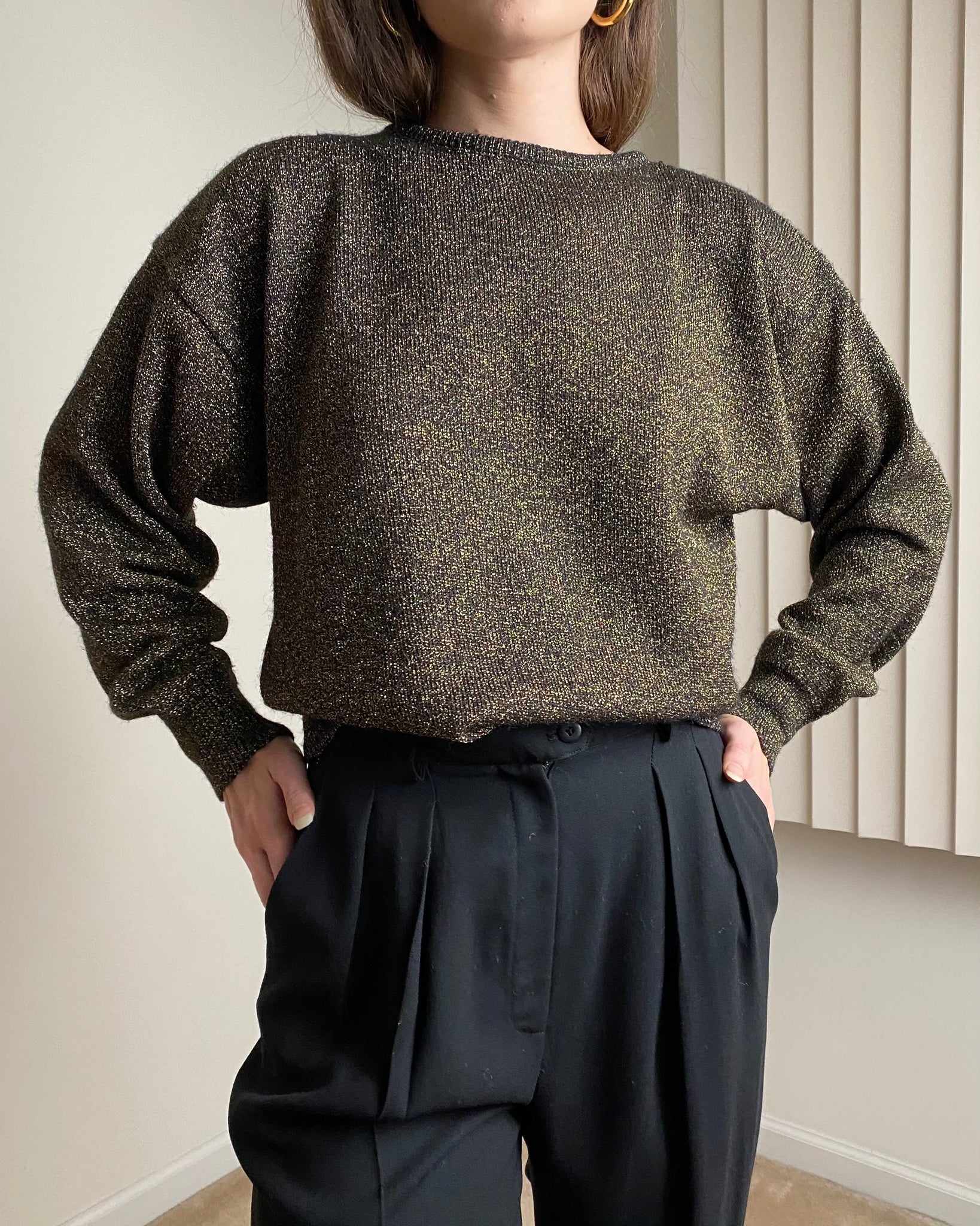 80s Black Gold Sweater (size M)