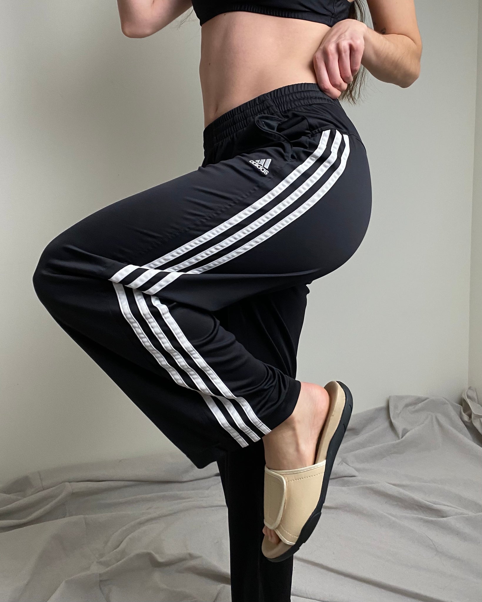 Adidas Three Stripe Black Athletic Pants (fits S)