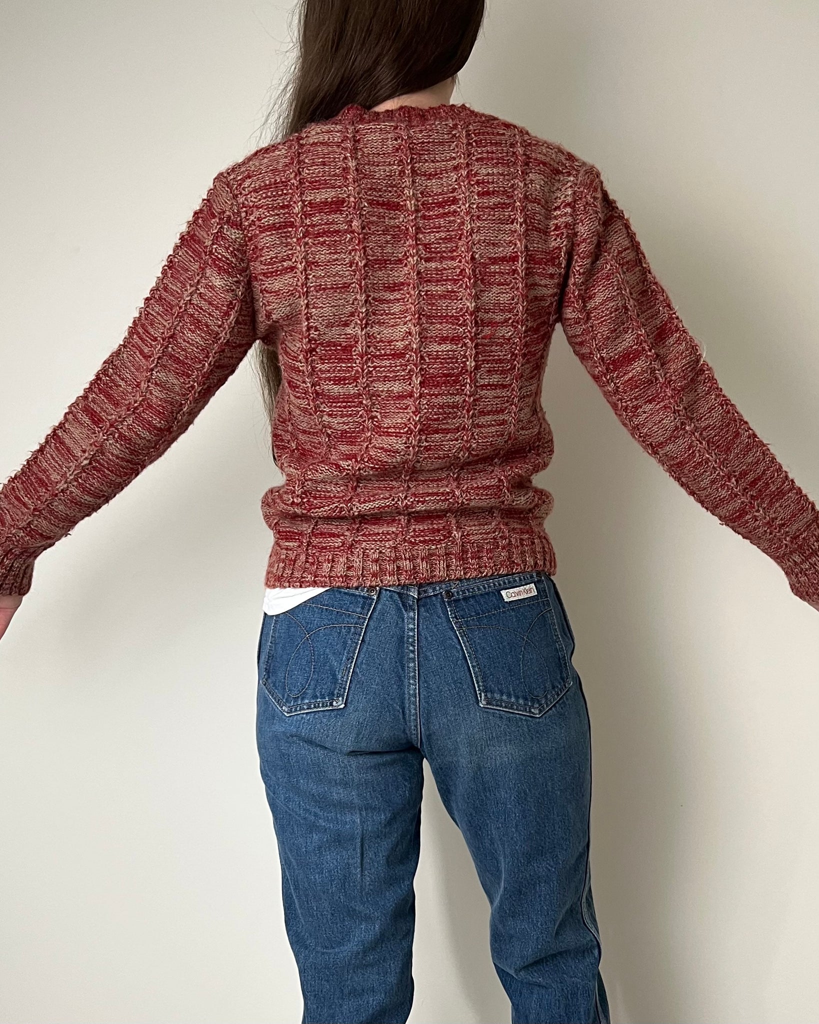 80s Jove Burgundy Knit Sweater (Fits S)