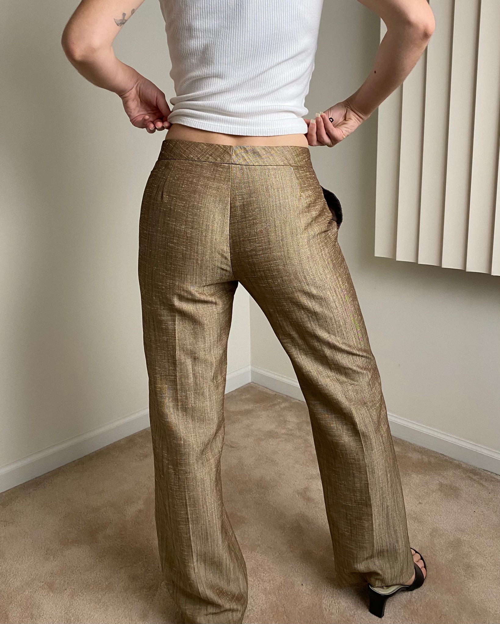 Tan Shimmer Trouser (Size 2P)