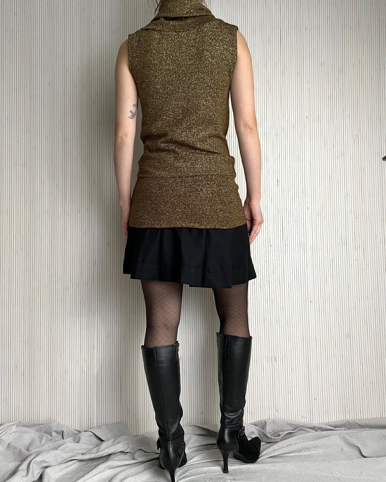 Y2k Gold Knit Tunic (Fits S)