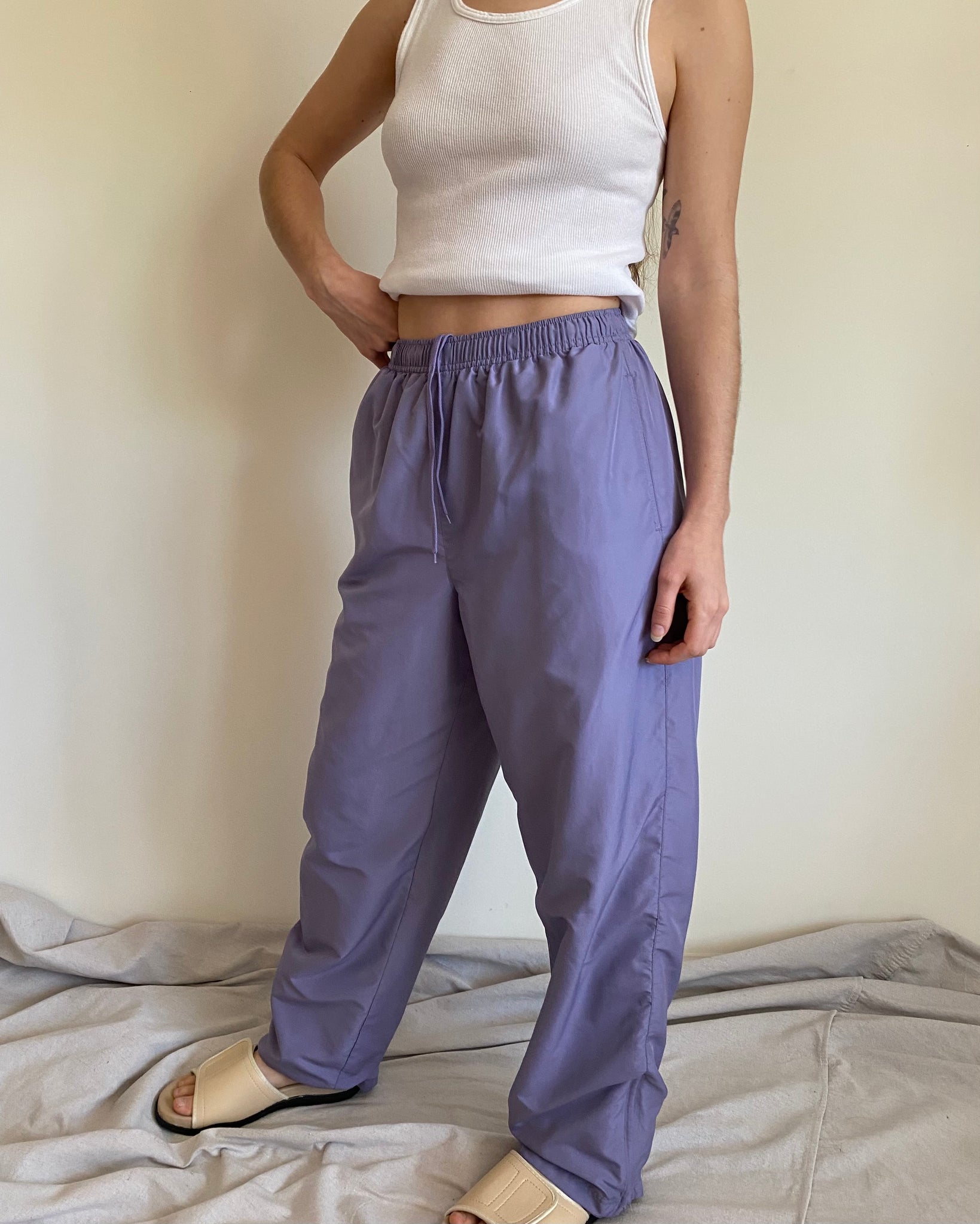 90s Cherokee Lavender Windbreaker Pants (fits S)