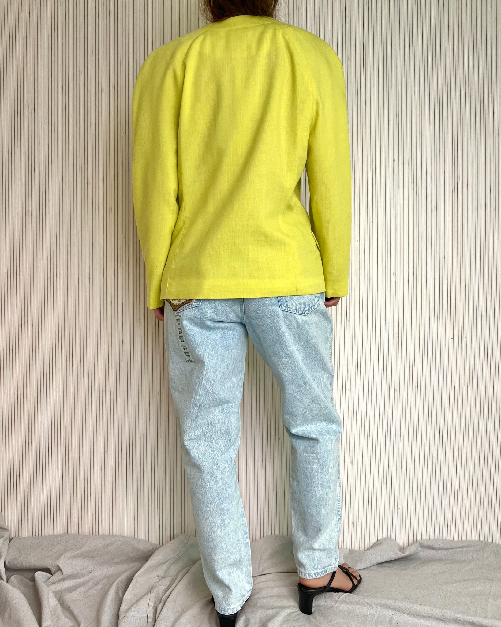 80s Neon Yellow Blazer (Size 10)