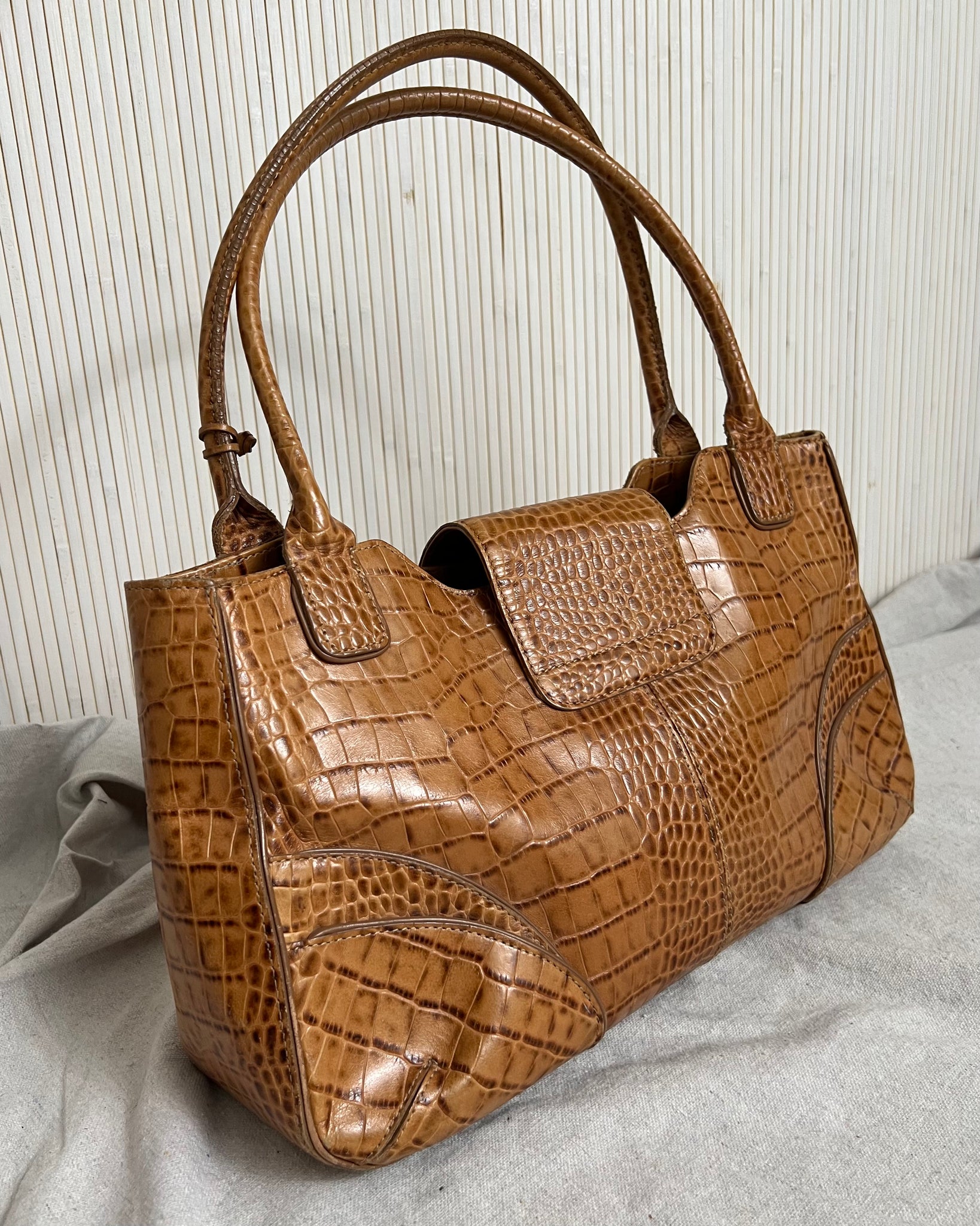Y2k Tan Leather Buckle Bag