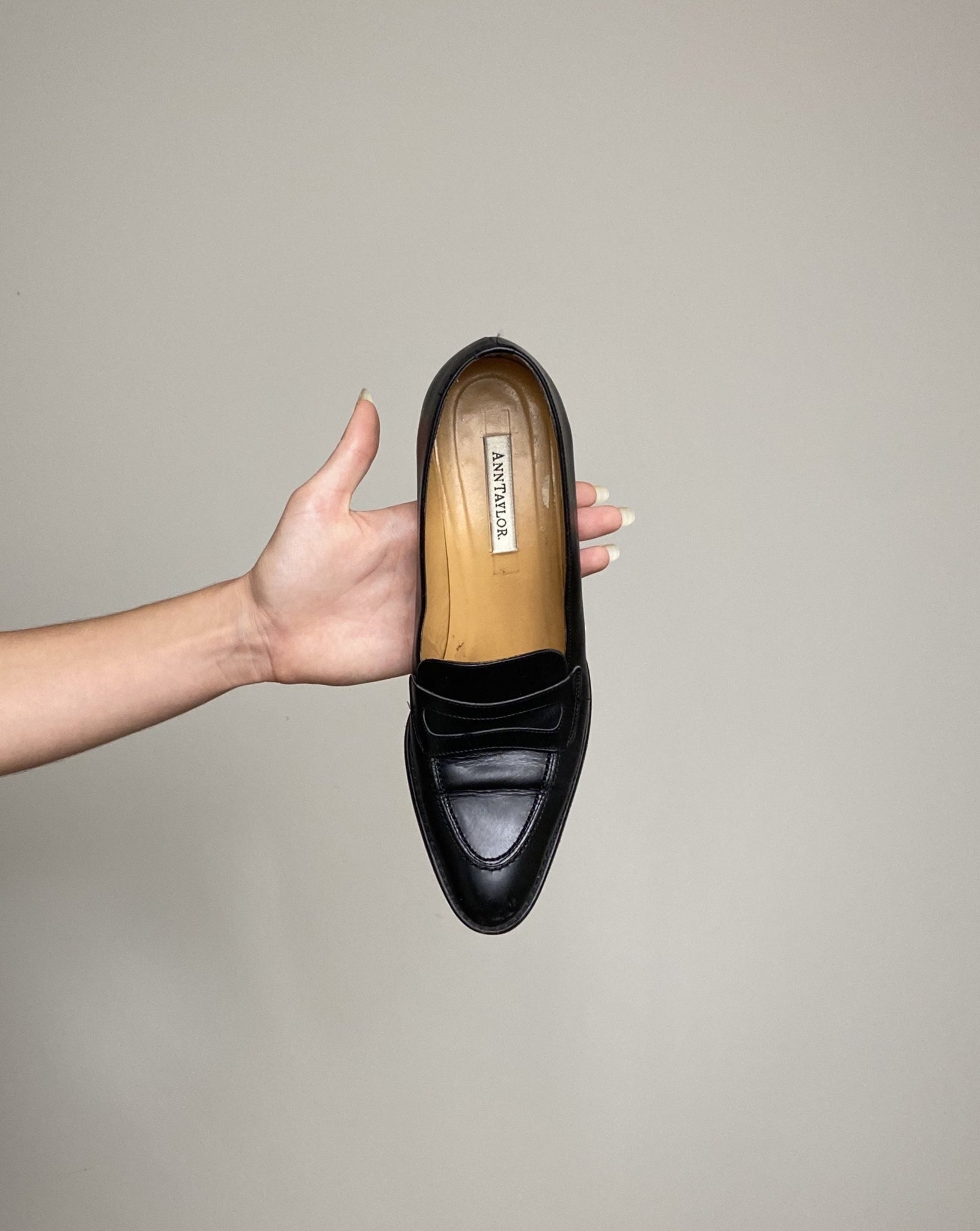 Italian Leather Heeled Loafers (size 7.5)