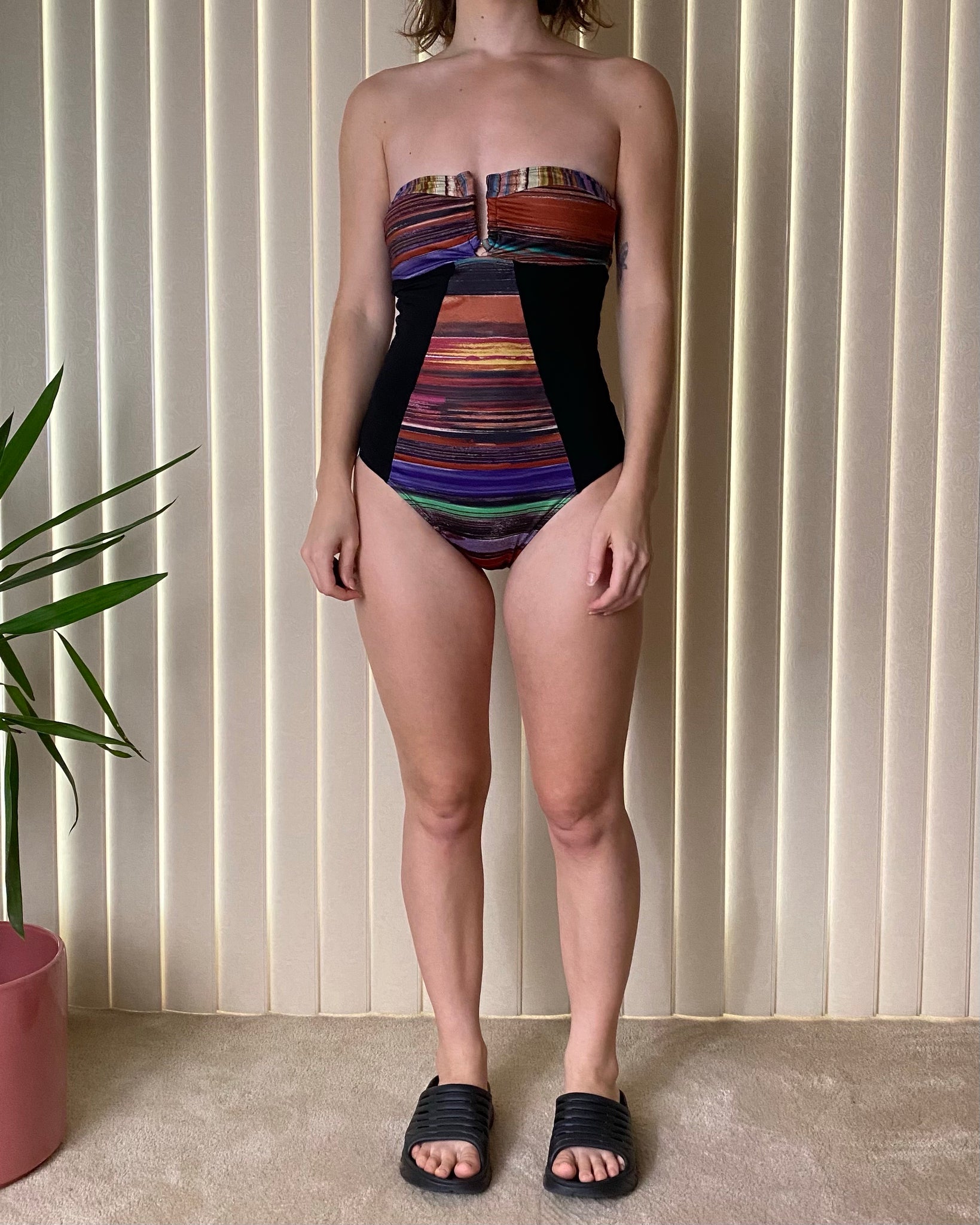 Colorful Striped One Piece Swimsuit (size 4)