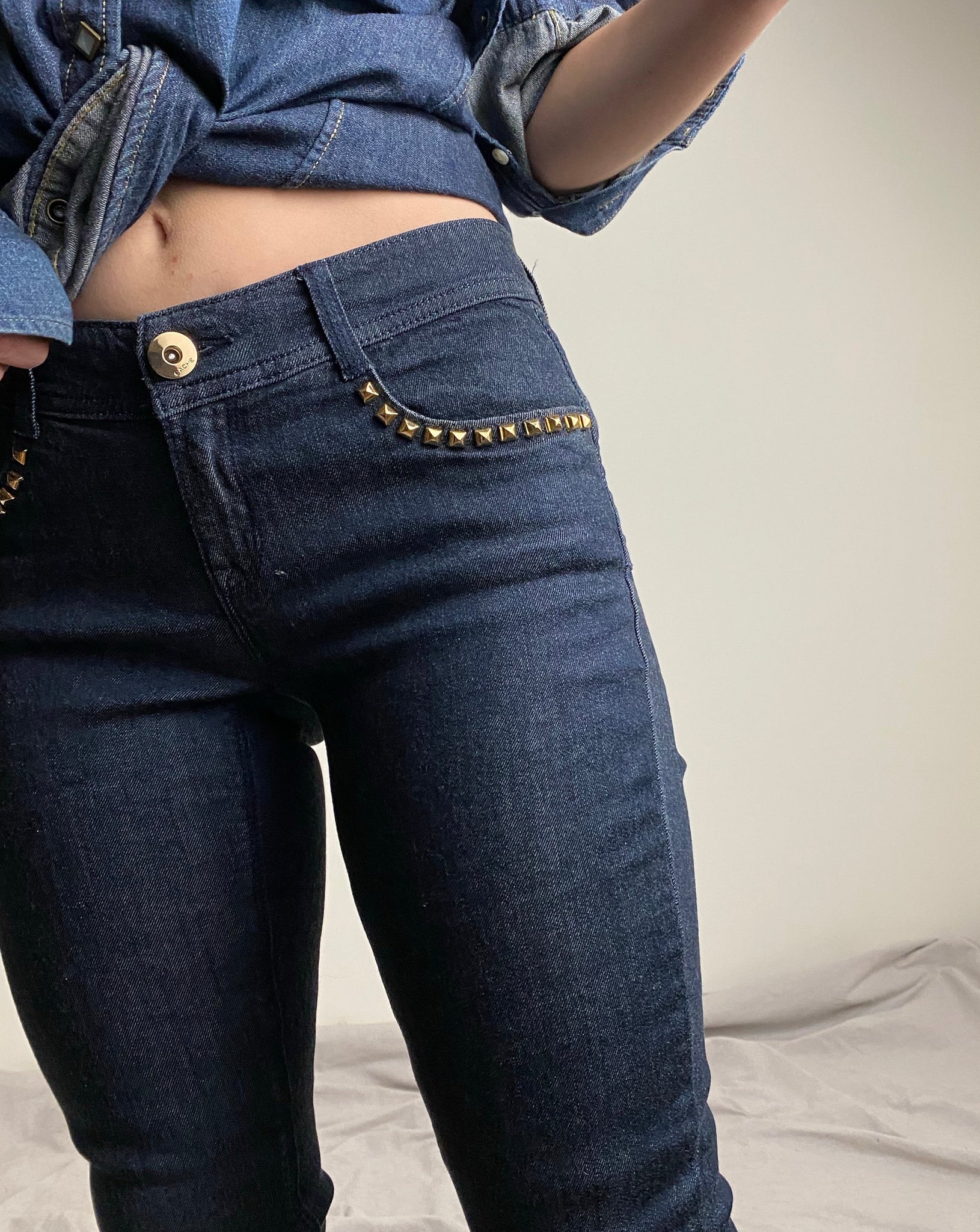 Y2k Cache Dark Wash Studded Jeans (size 2)