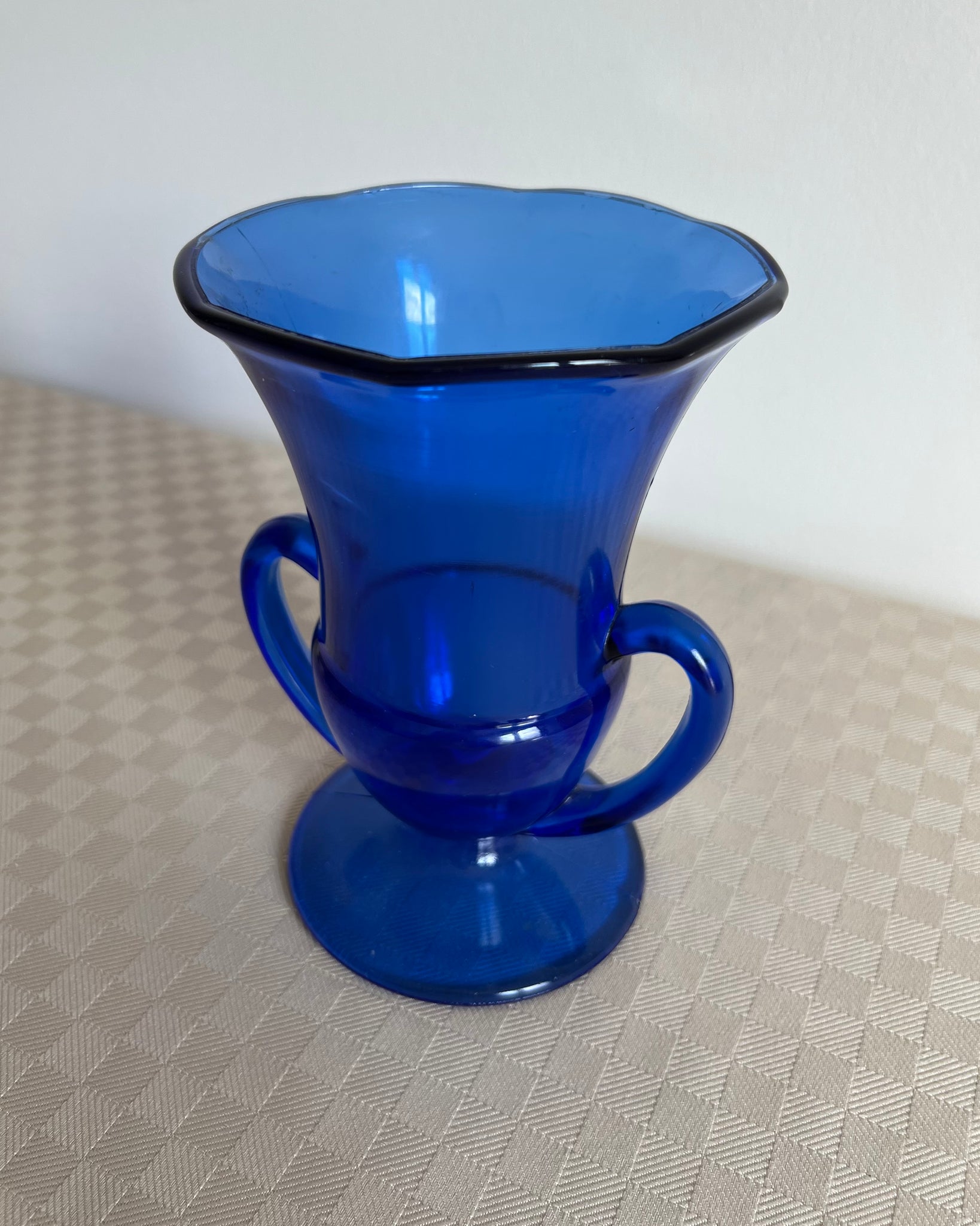 40s Blue Depression Glass Vase