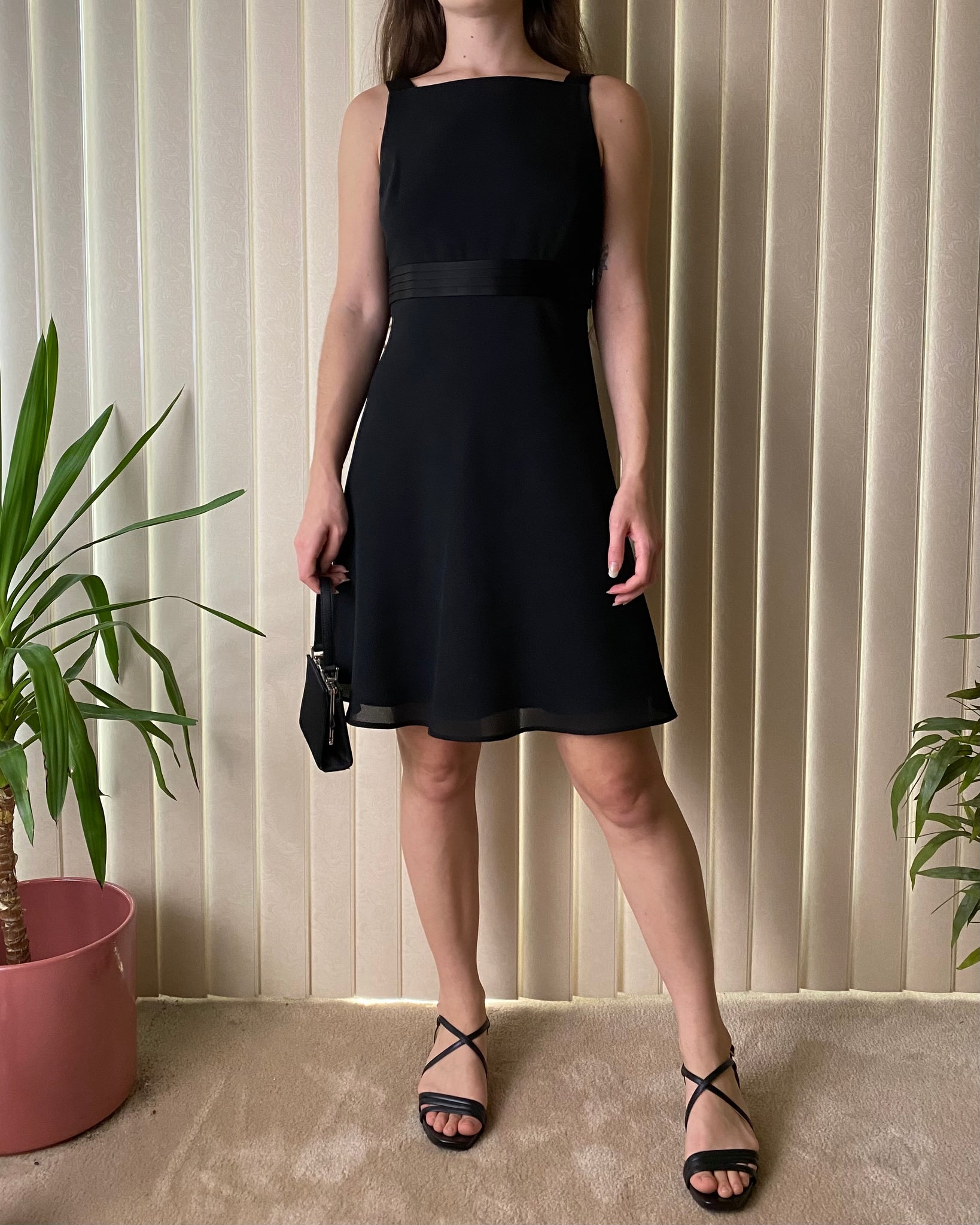 90s Shelli Segal Black Mini Dress with Bow (fits S)