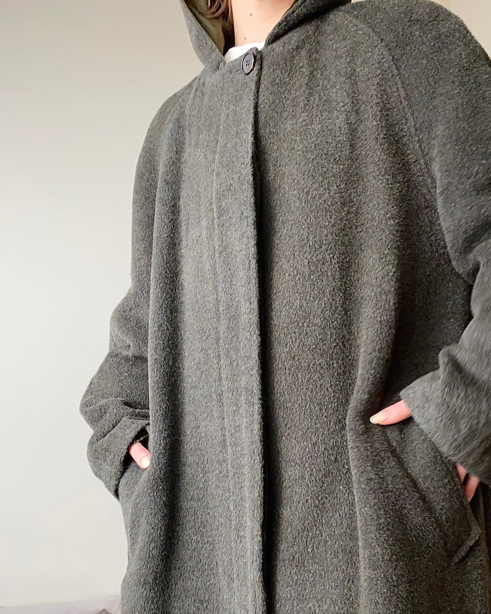 90s Portfolio Wool Coat with Hood (Fits M)