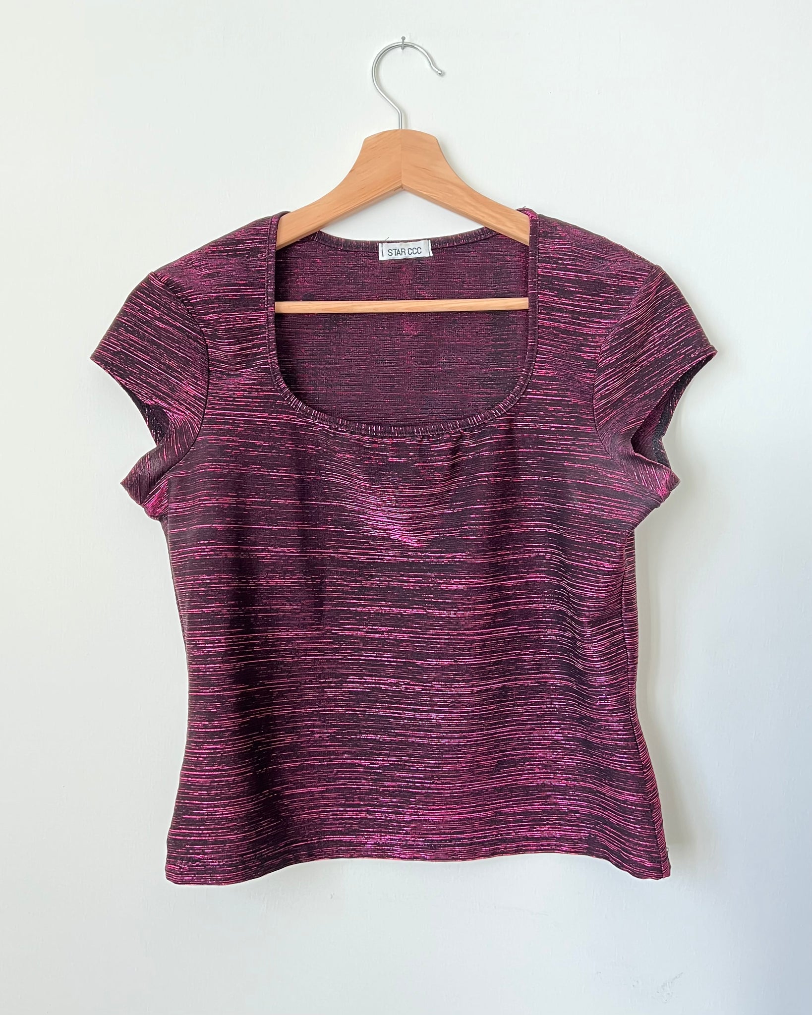 90s Star CCC Shimmer Pink Top (Fits S/M)