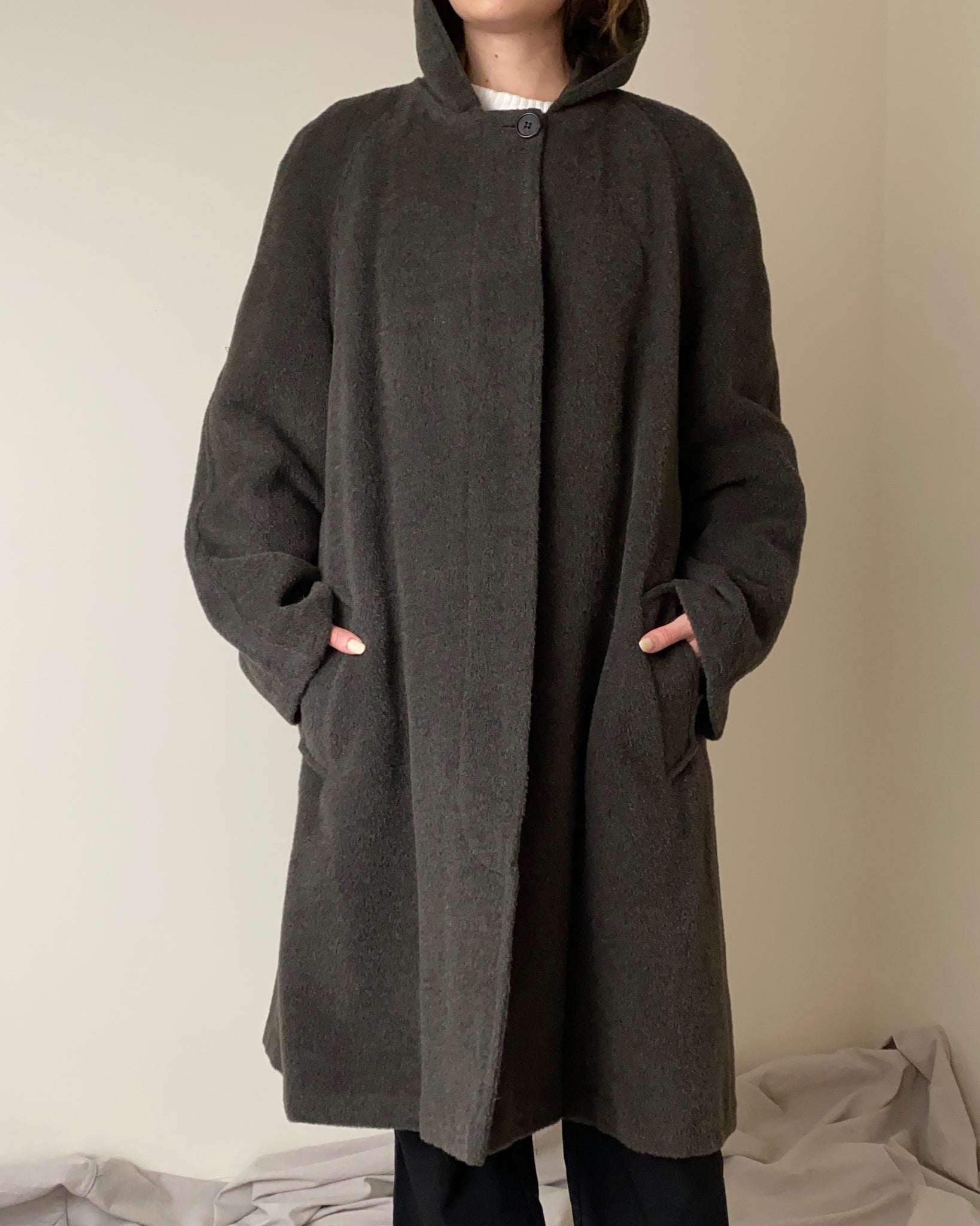 90s Portfolio Wool Coat with Hood (Fits M)