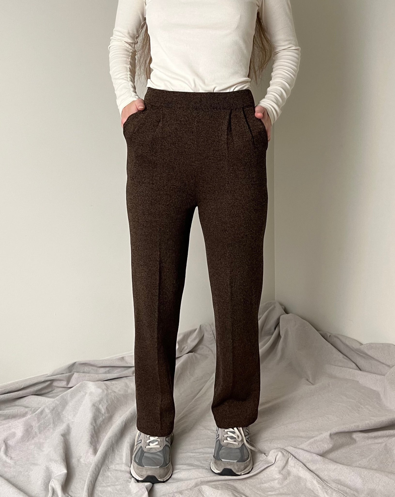 Vintage Brown Knit Pants (Fits XS/S)