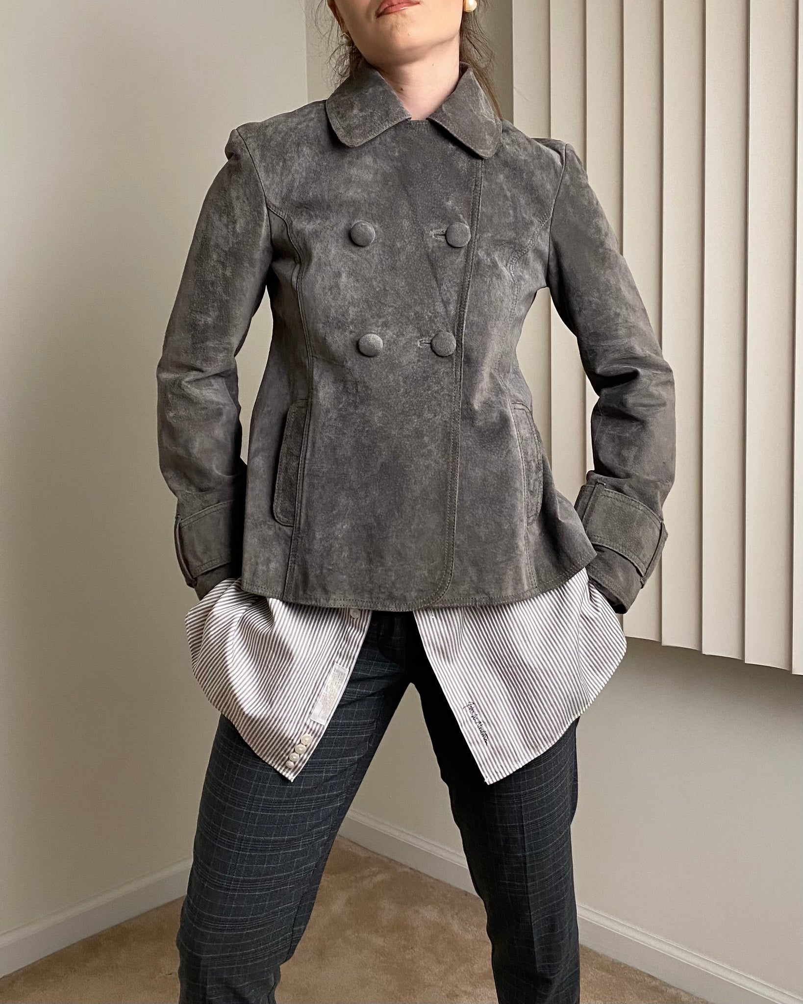 Y2k Grey Suede Jacket (size S)