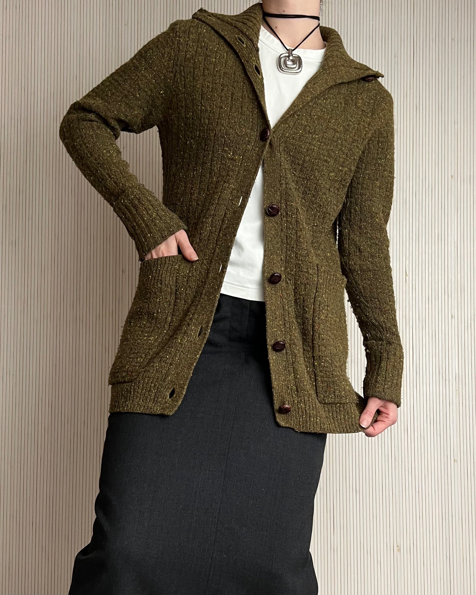 NSF Olive Lambswool Cardigan (Firs S)