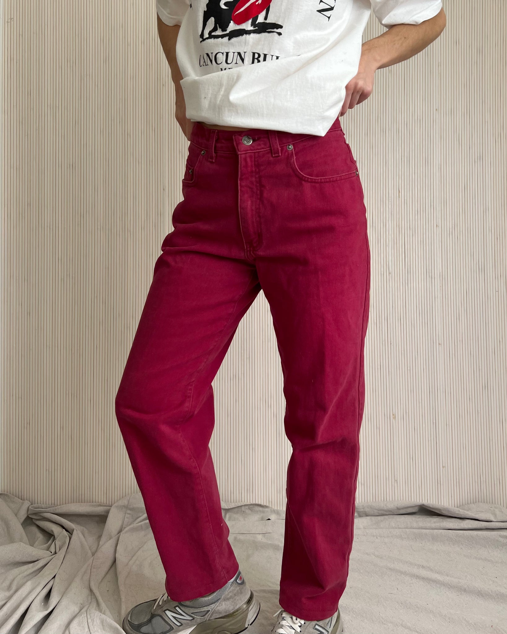 80s Maroon Jeans (waist 28”)