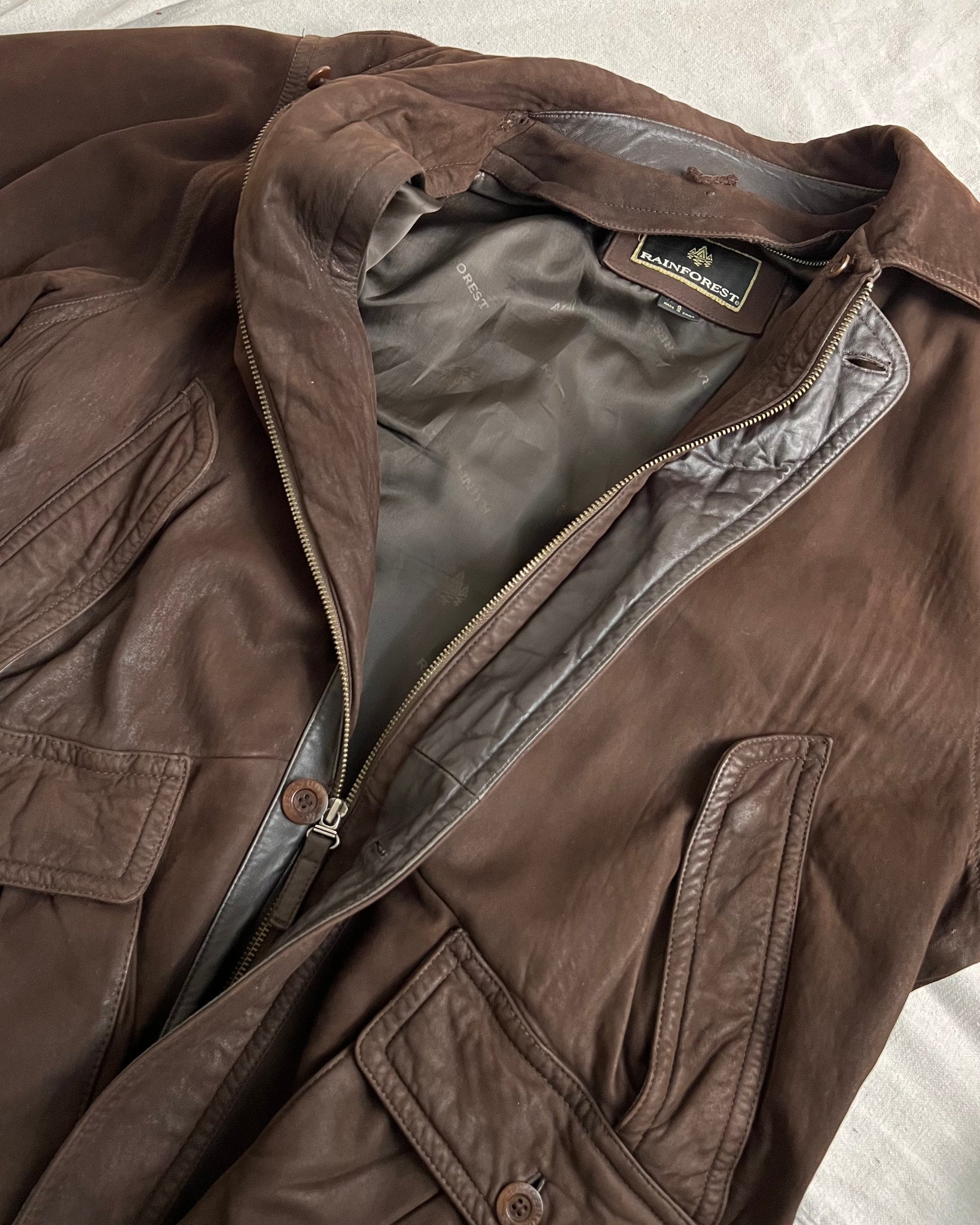 90s Soft Brown Leather Parka (Mens S)