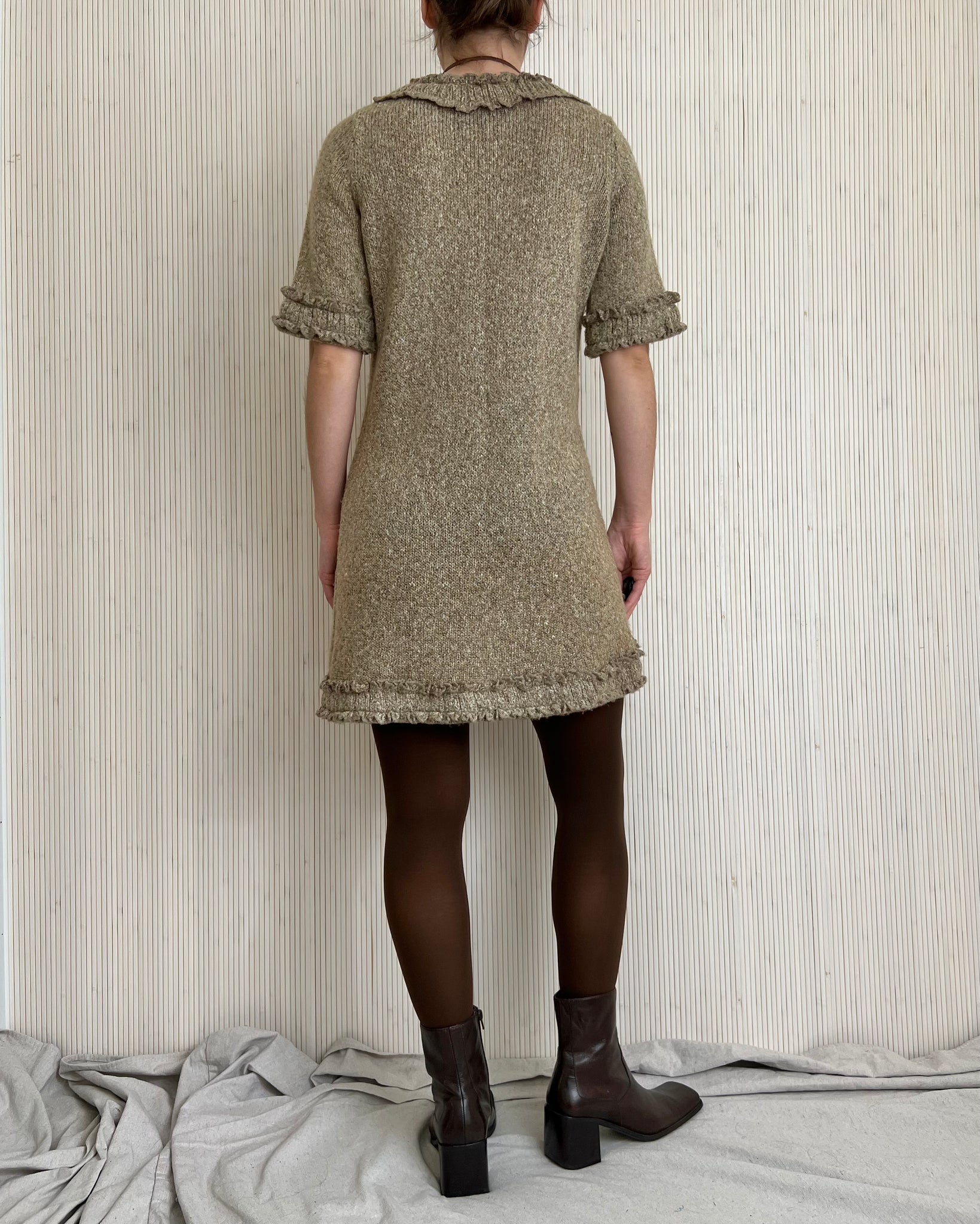 Y2k Ruffle Knit Tunic Dress (Size S)