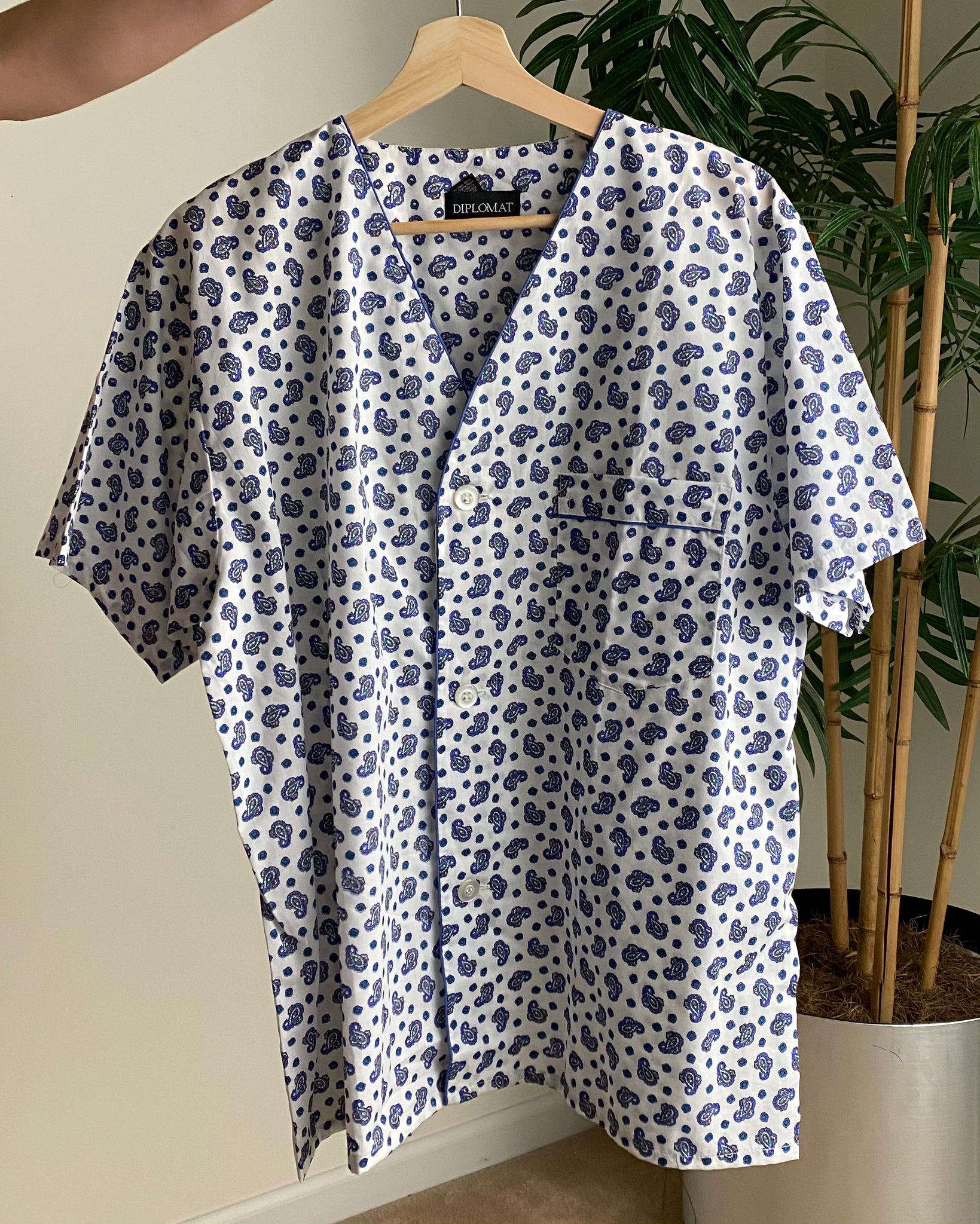 80s Diplomat Paisley Pajama Shirt (Mens L)