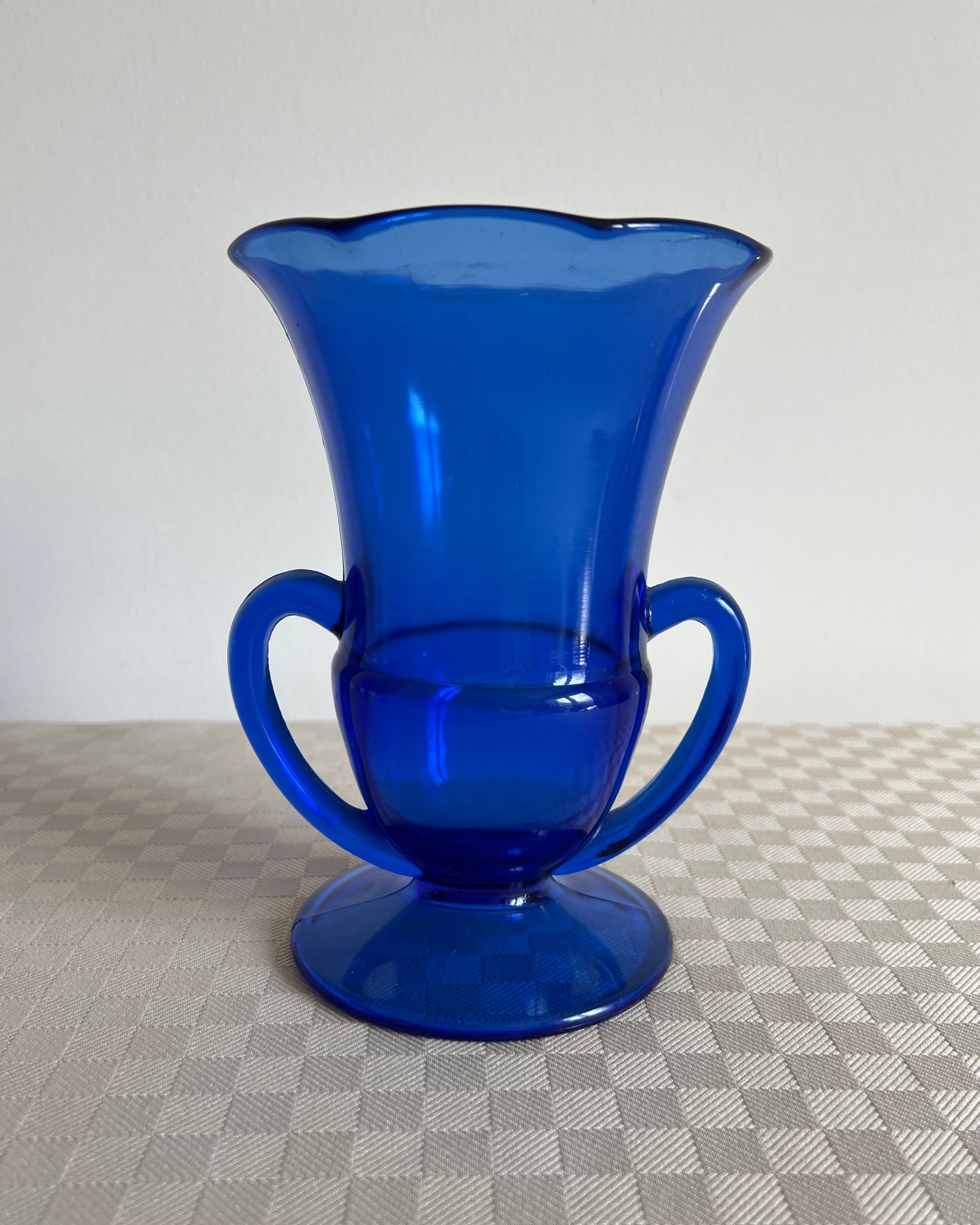 40s Blue Depression Glass Vase