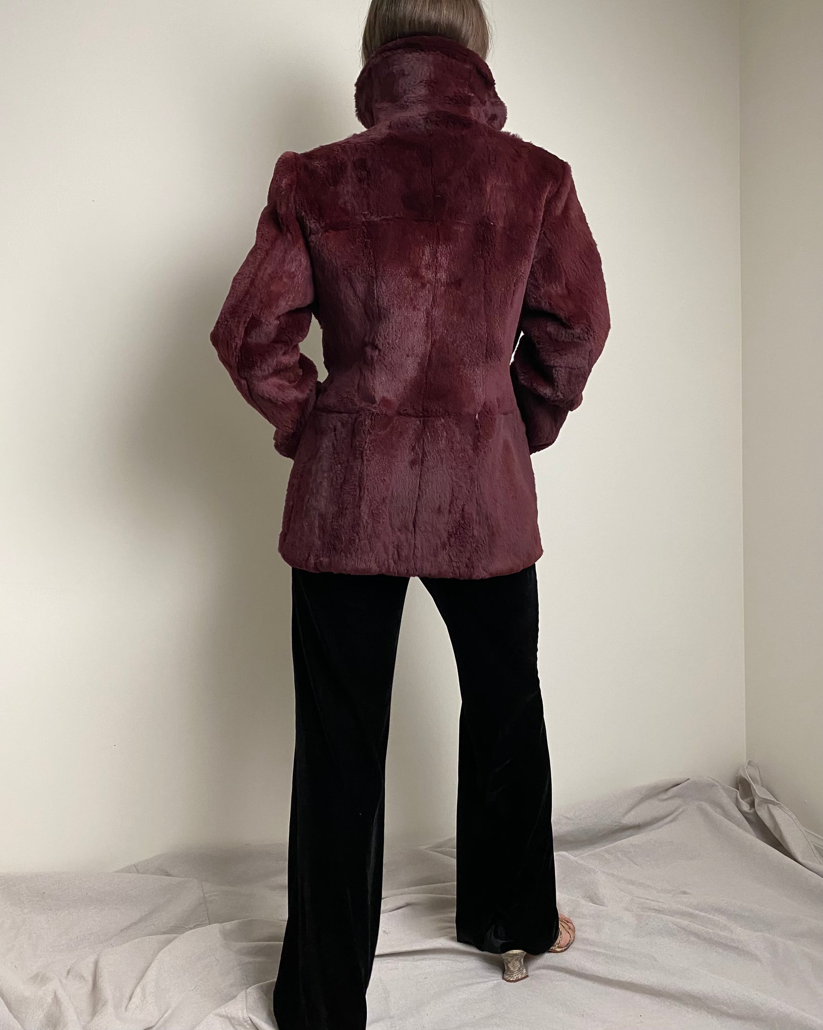 80s Marvin Richards Burgundy Fur Jacket (size S)