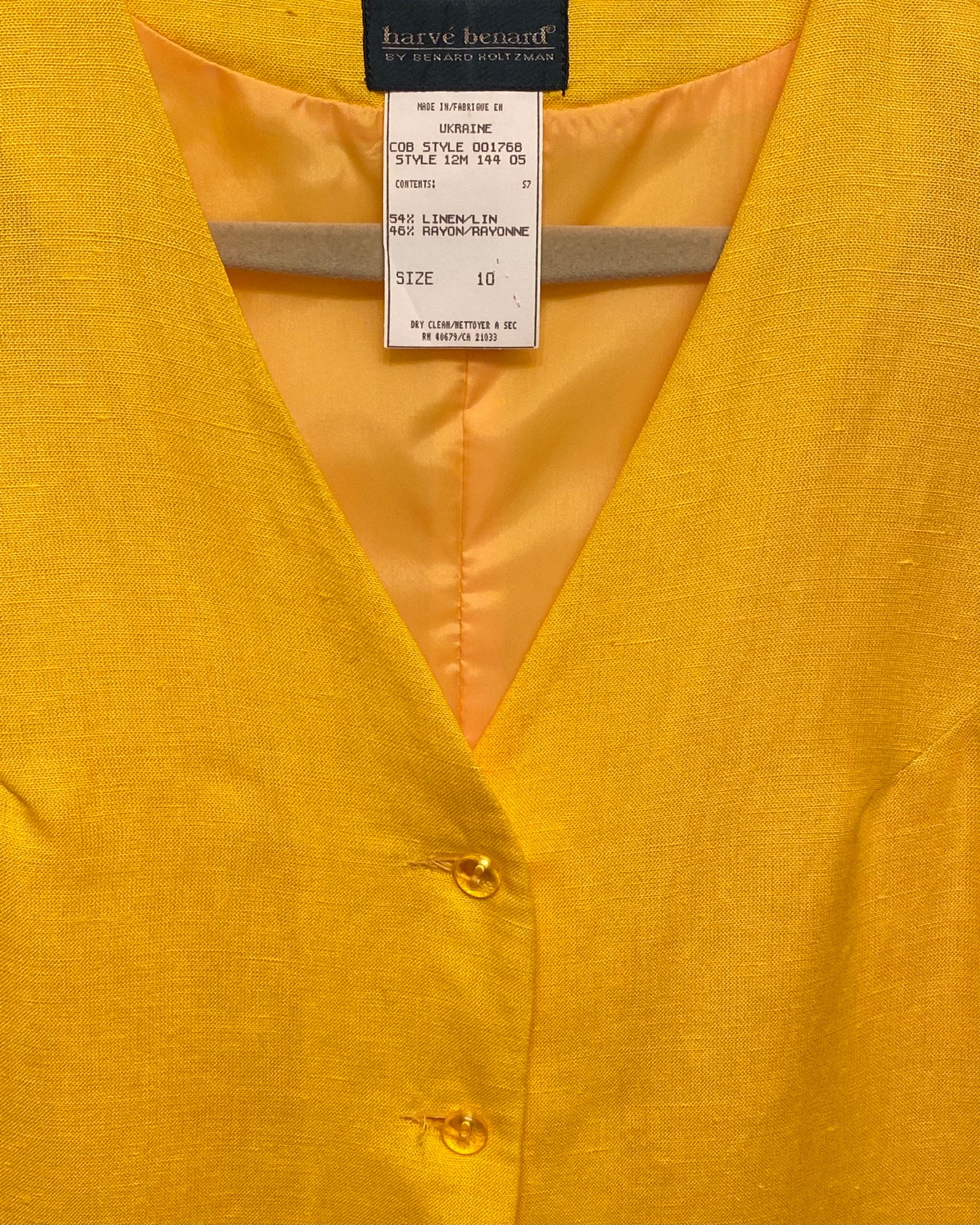 Yellow Linen Button Up Dress (Fits M)