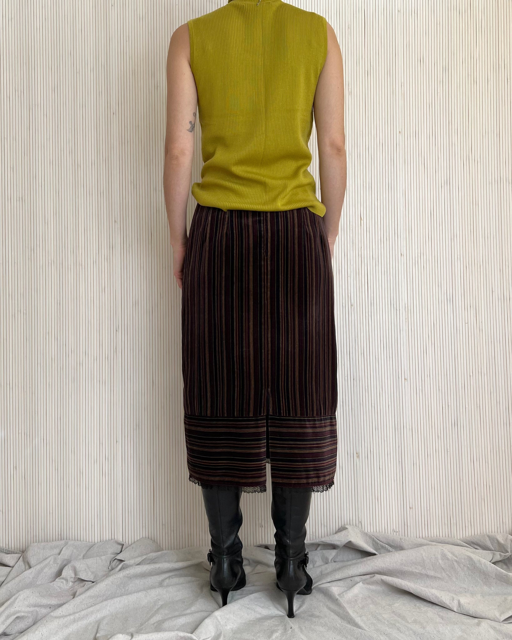 Striped Velvet Skirt (Fits M)