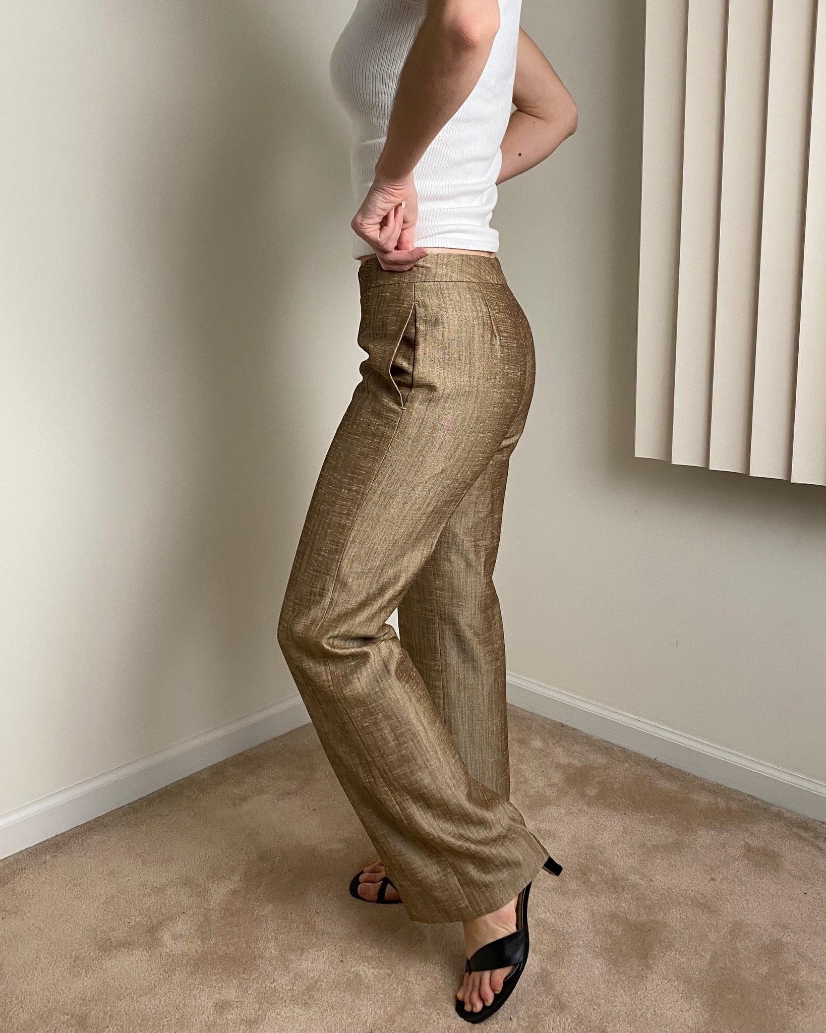 Tan Shimmer Trouser (Size 2P)
