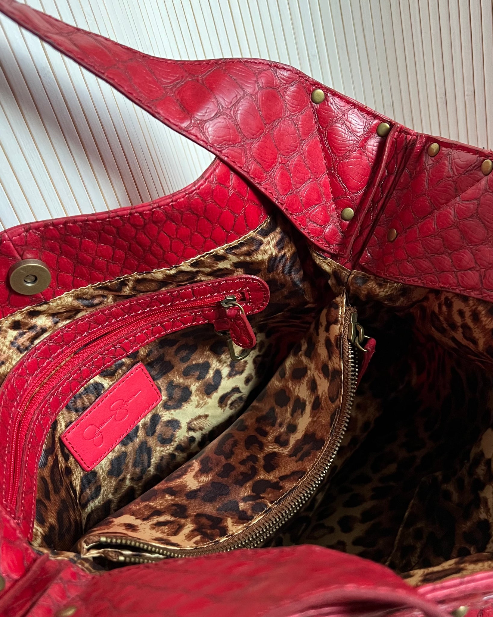 Red Snakeskin Hobo Bag