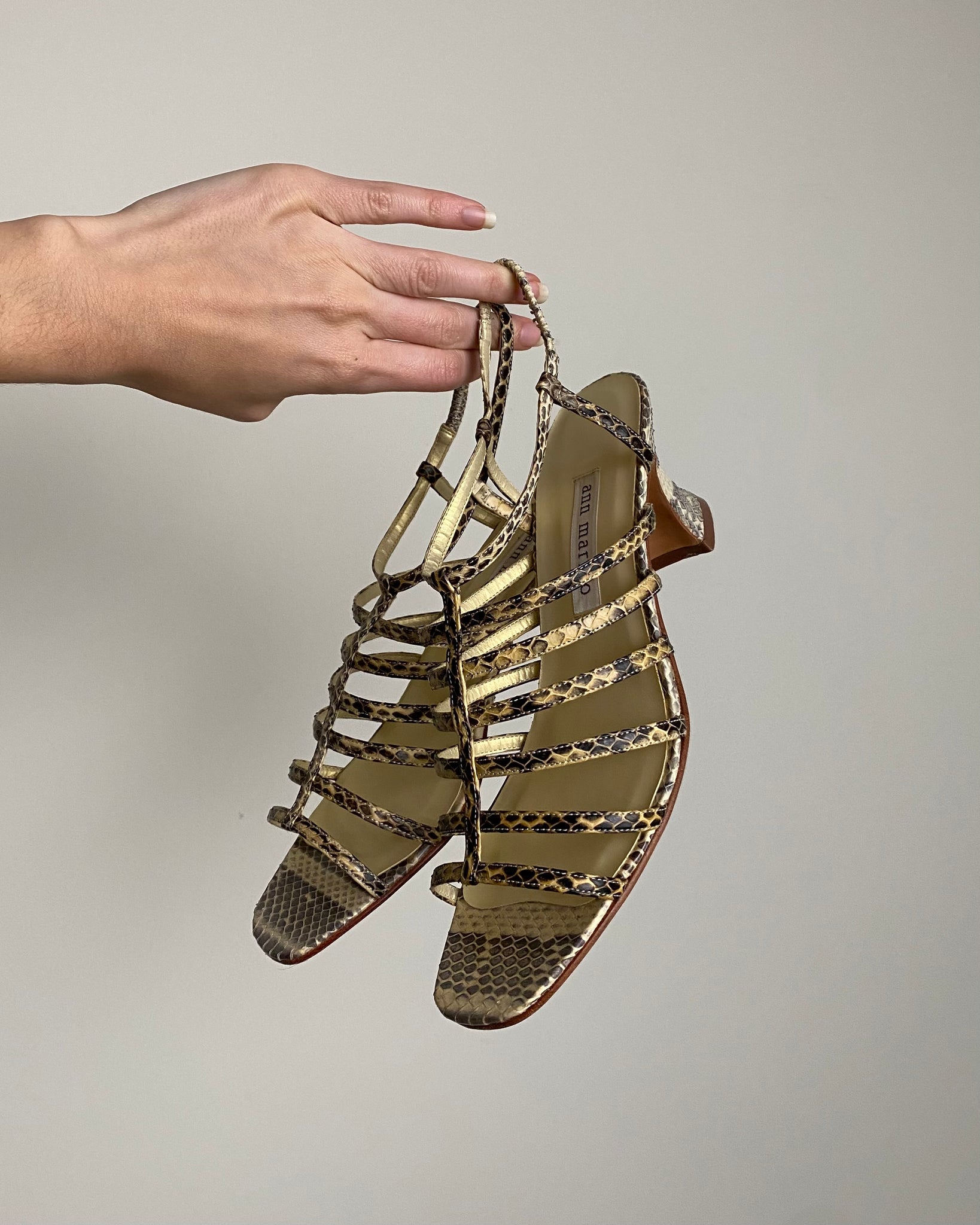 90s Ann Marino Snake Skin Heeled Sandals (size 9M)