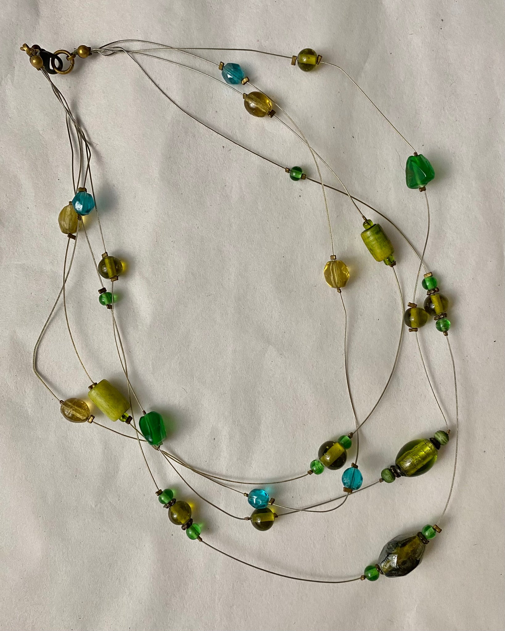 Y2k Green Layered Bead Necklace (OS)
