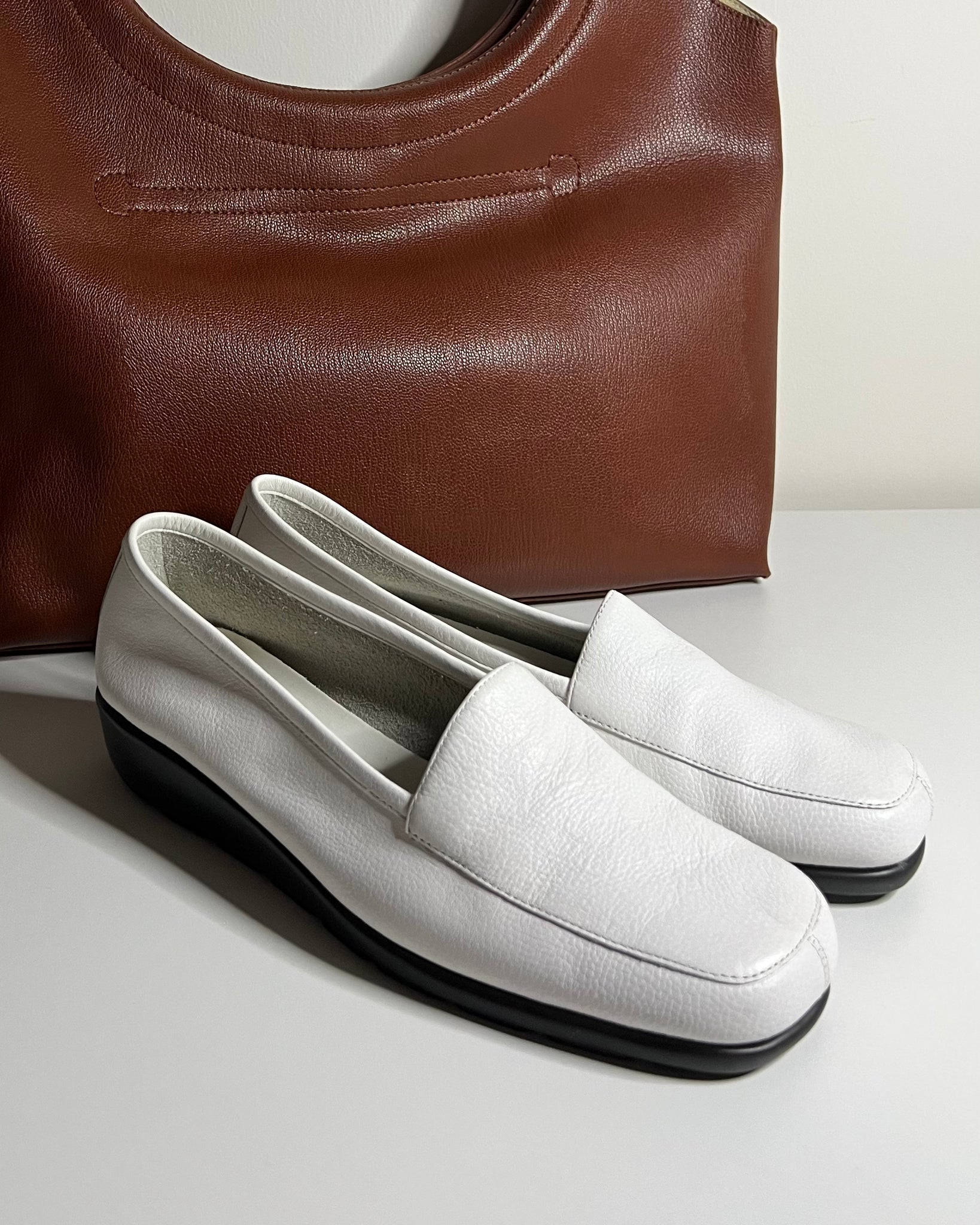 White Leather Loafers (Women's 8)