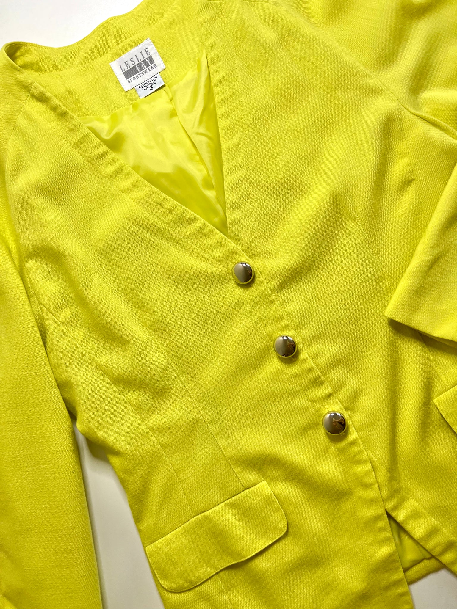 80s Neon Yellow Blazer (Size 10)