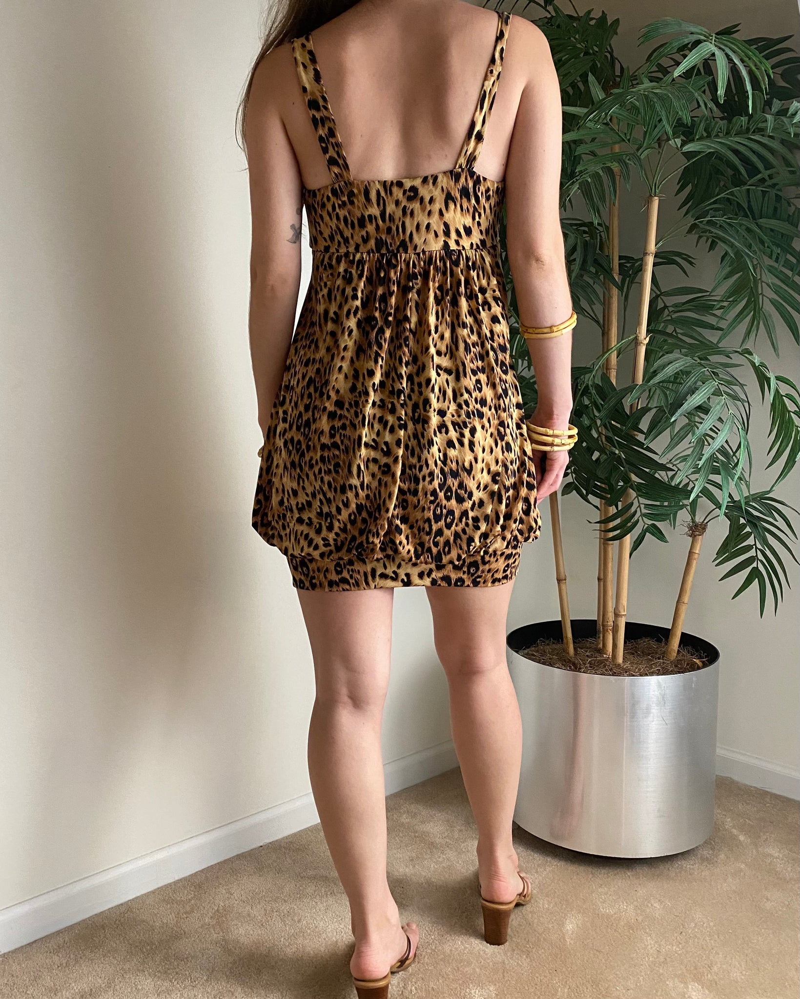 Y2k Draping Cheetah Mini Dress (fits S)
