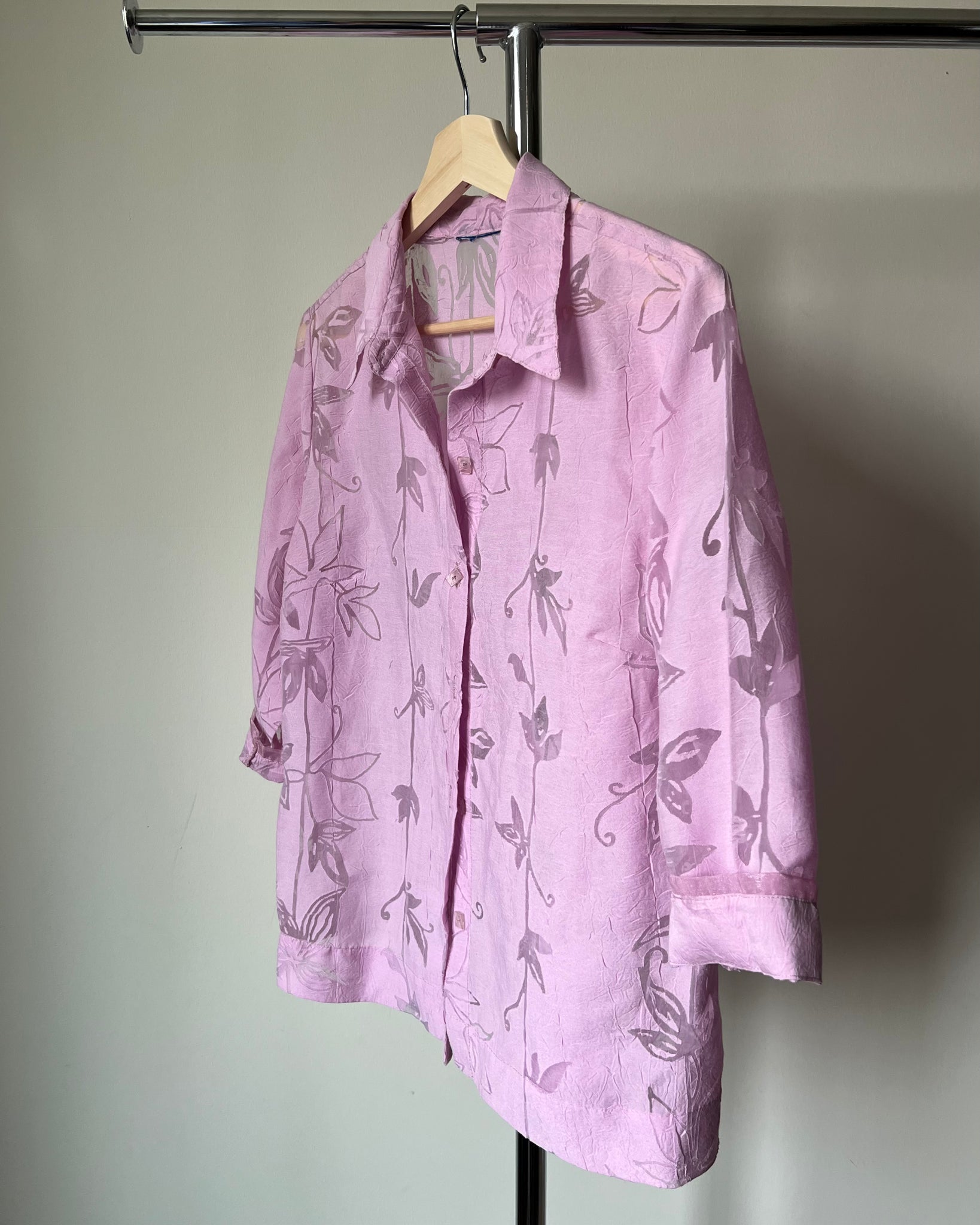 Sheer Floral Lilac Blouse (Fits S)