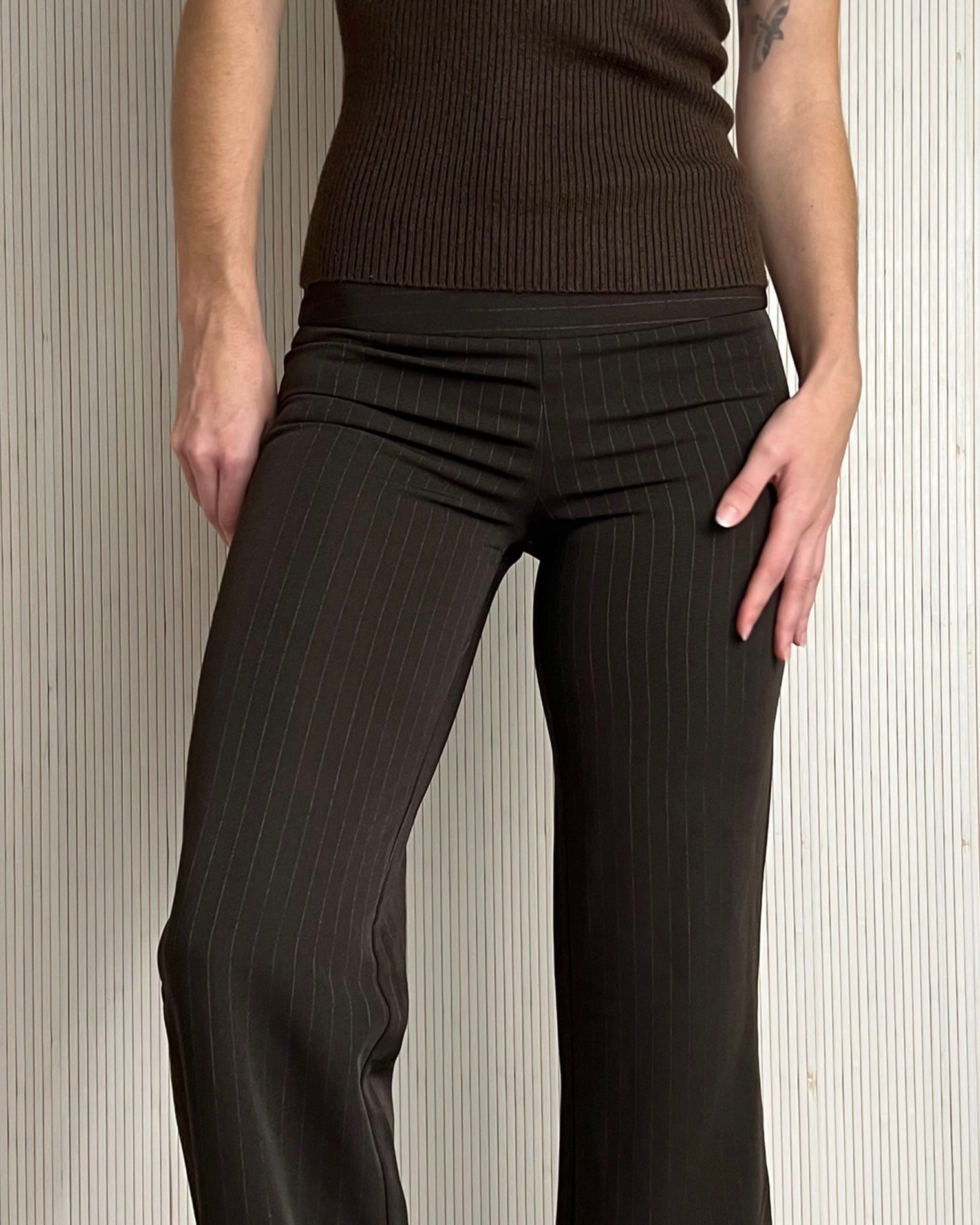Y2K Brown Pinstriped Trouser (Fits XS/S)