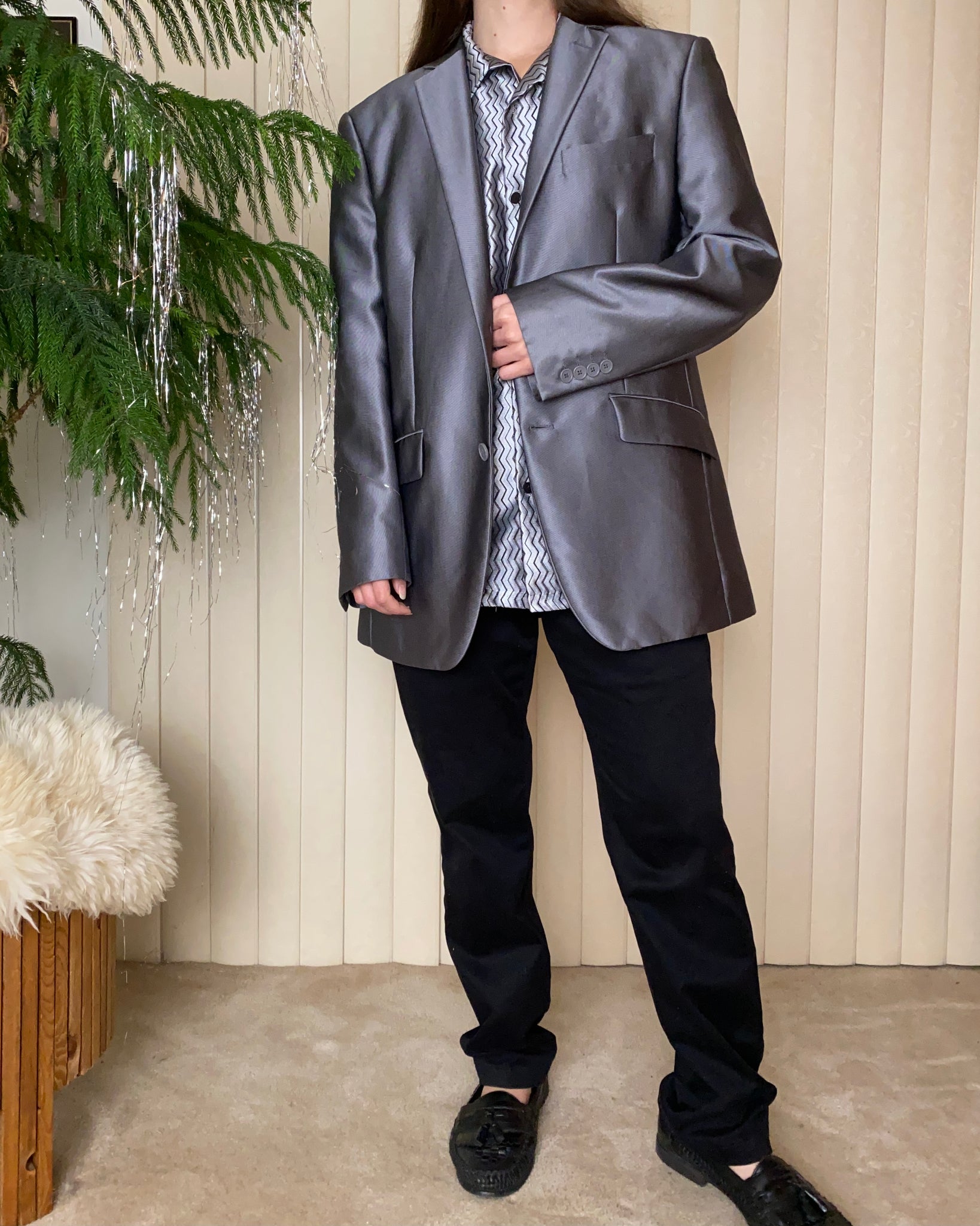 Gianni Uomo Silver Metallic Blazer (Mens 41)